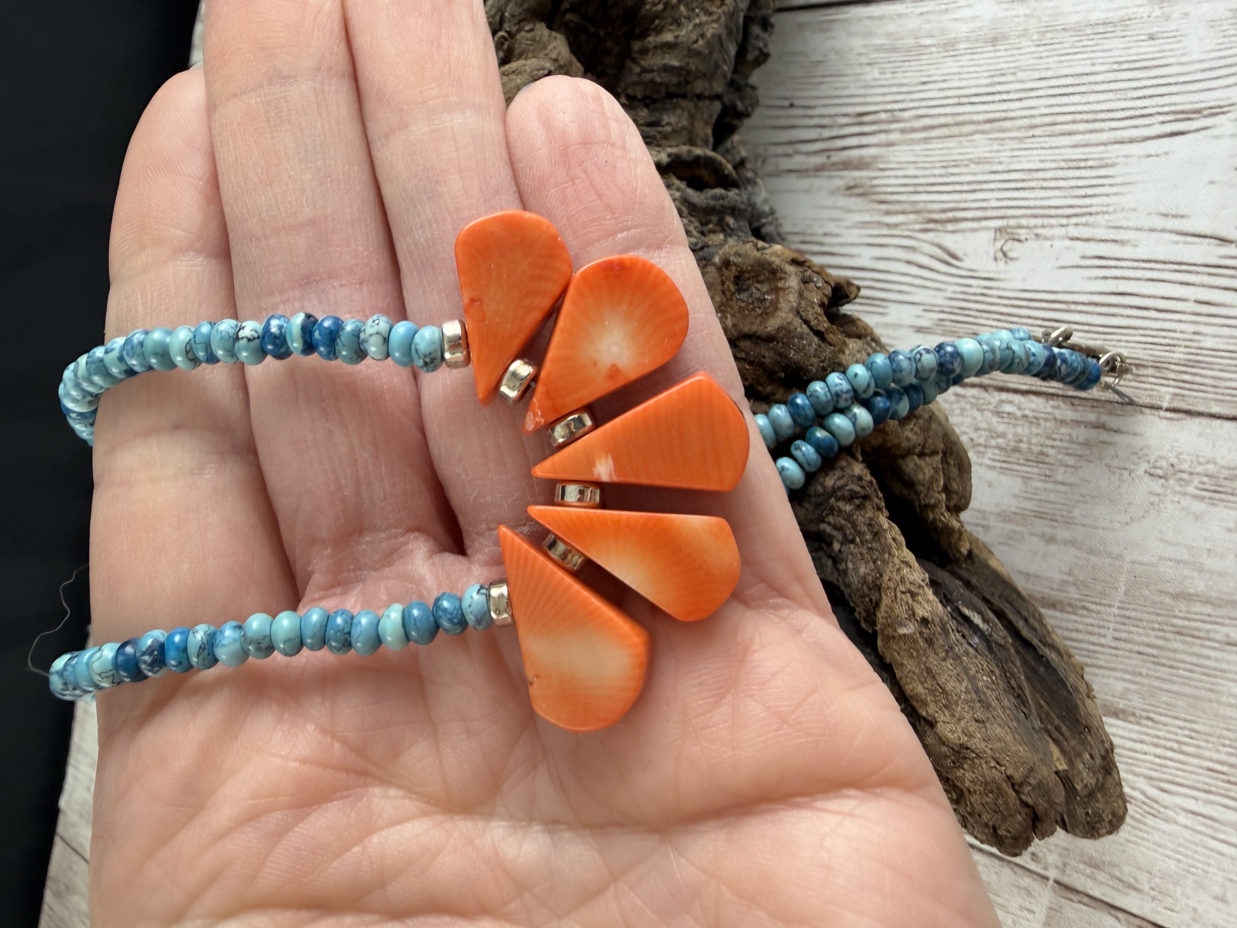 Blue Jasper and Coral Necklace thumbnail 7