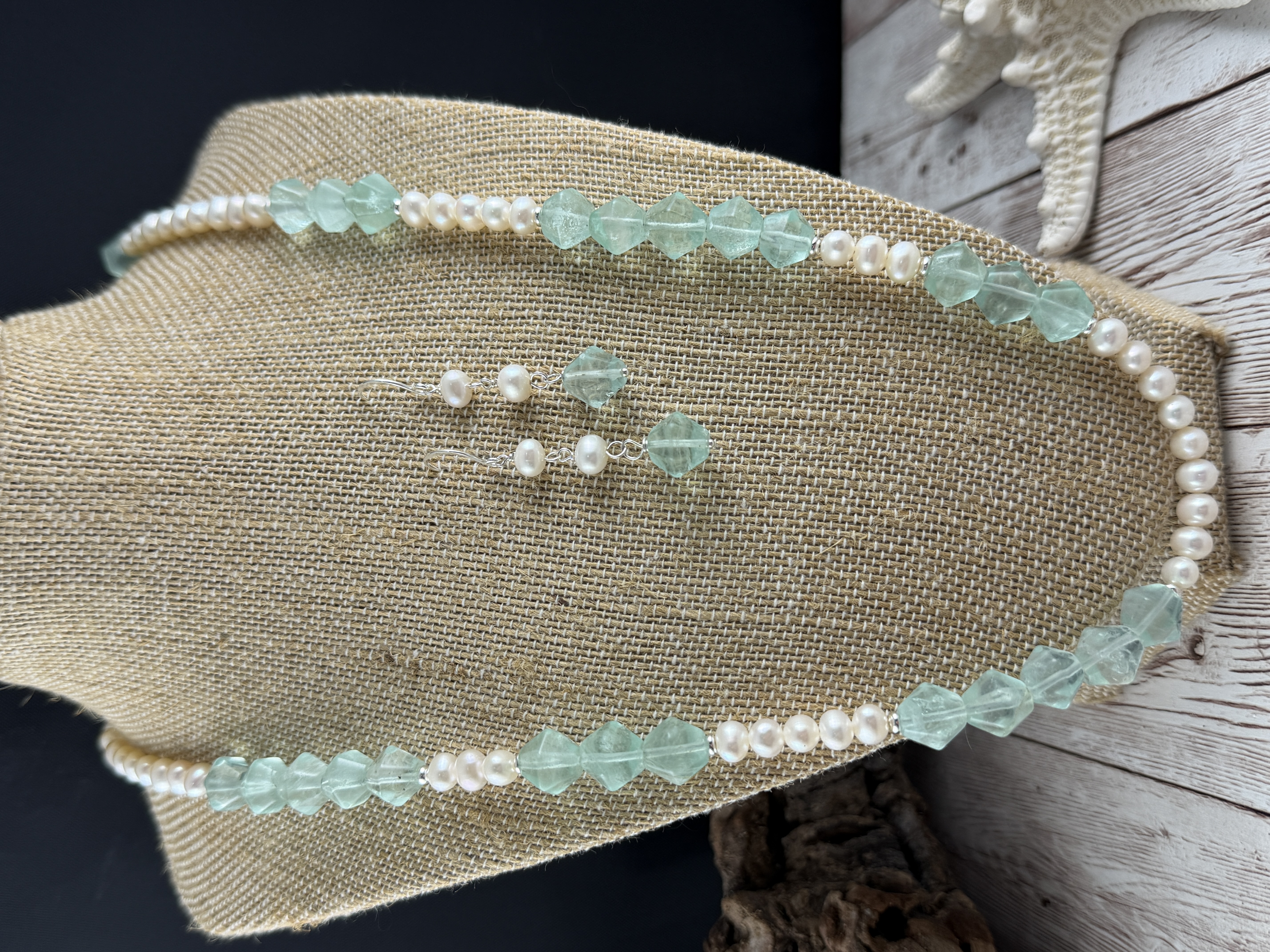 Pearl and Green Fluorite Earrings thumbnail 6