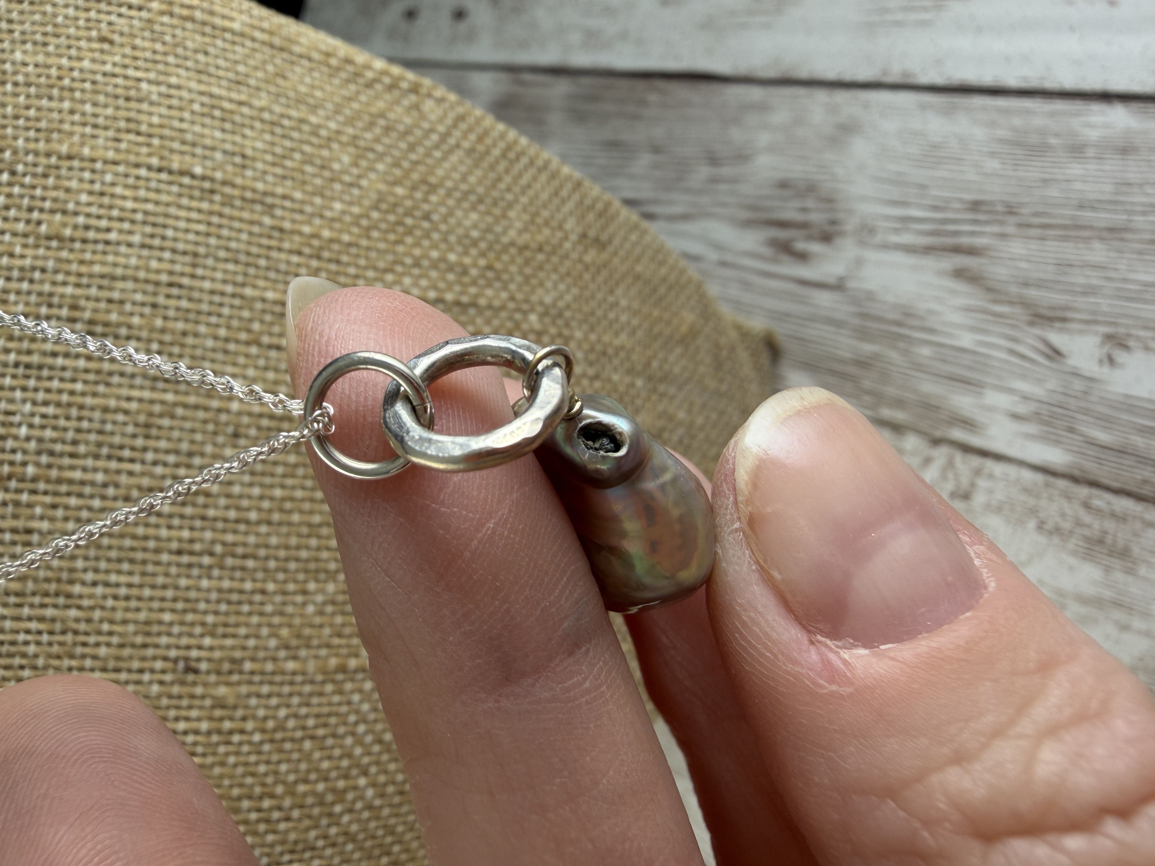 Silver Baroque Pearl Pendant Necklace, Sterling Chain Necklace thumbnail 7