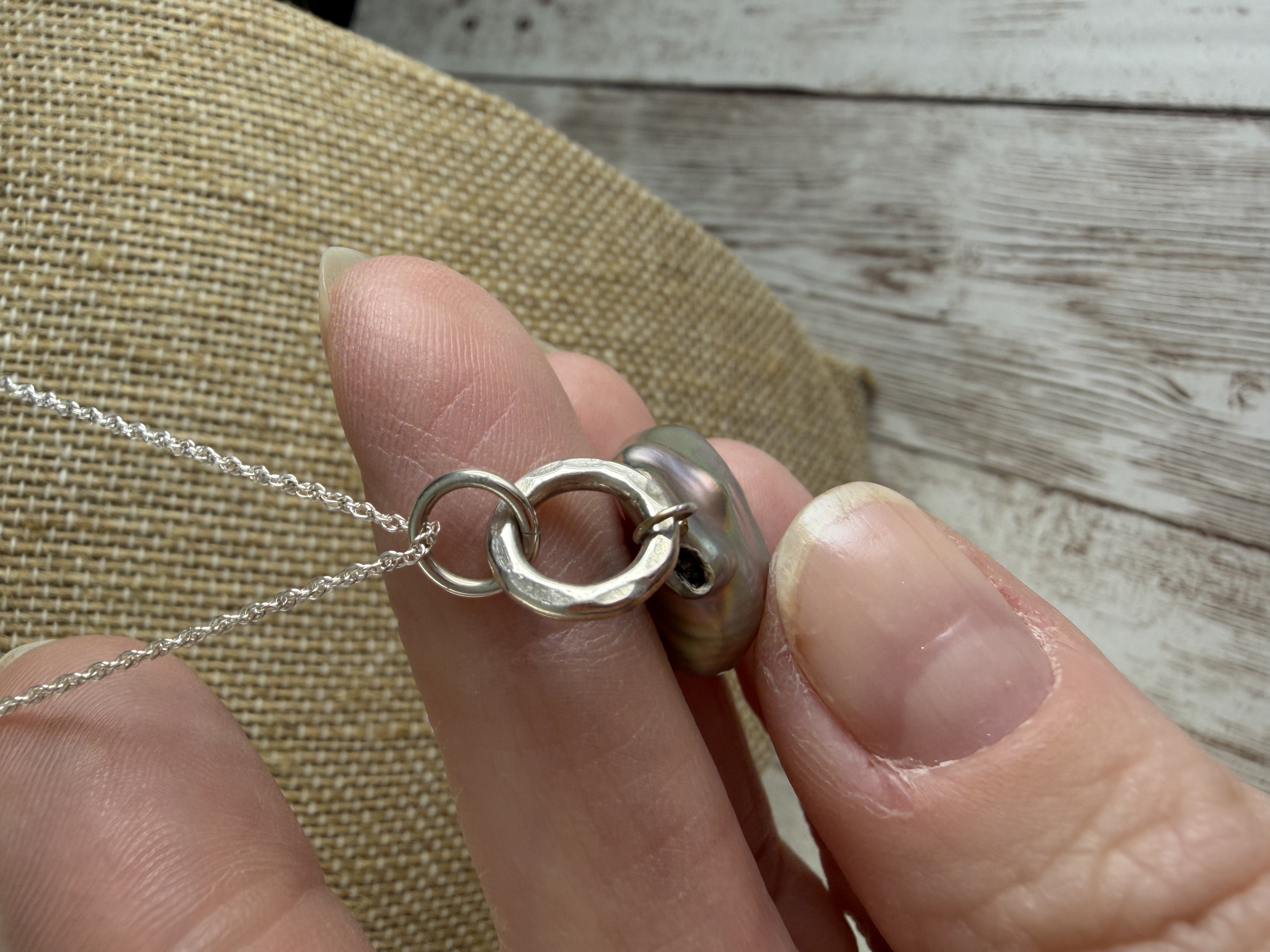 Silver Baroque Pearl Pendant Necklace, Sterling Chain Necklace thumbnail 6