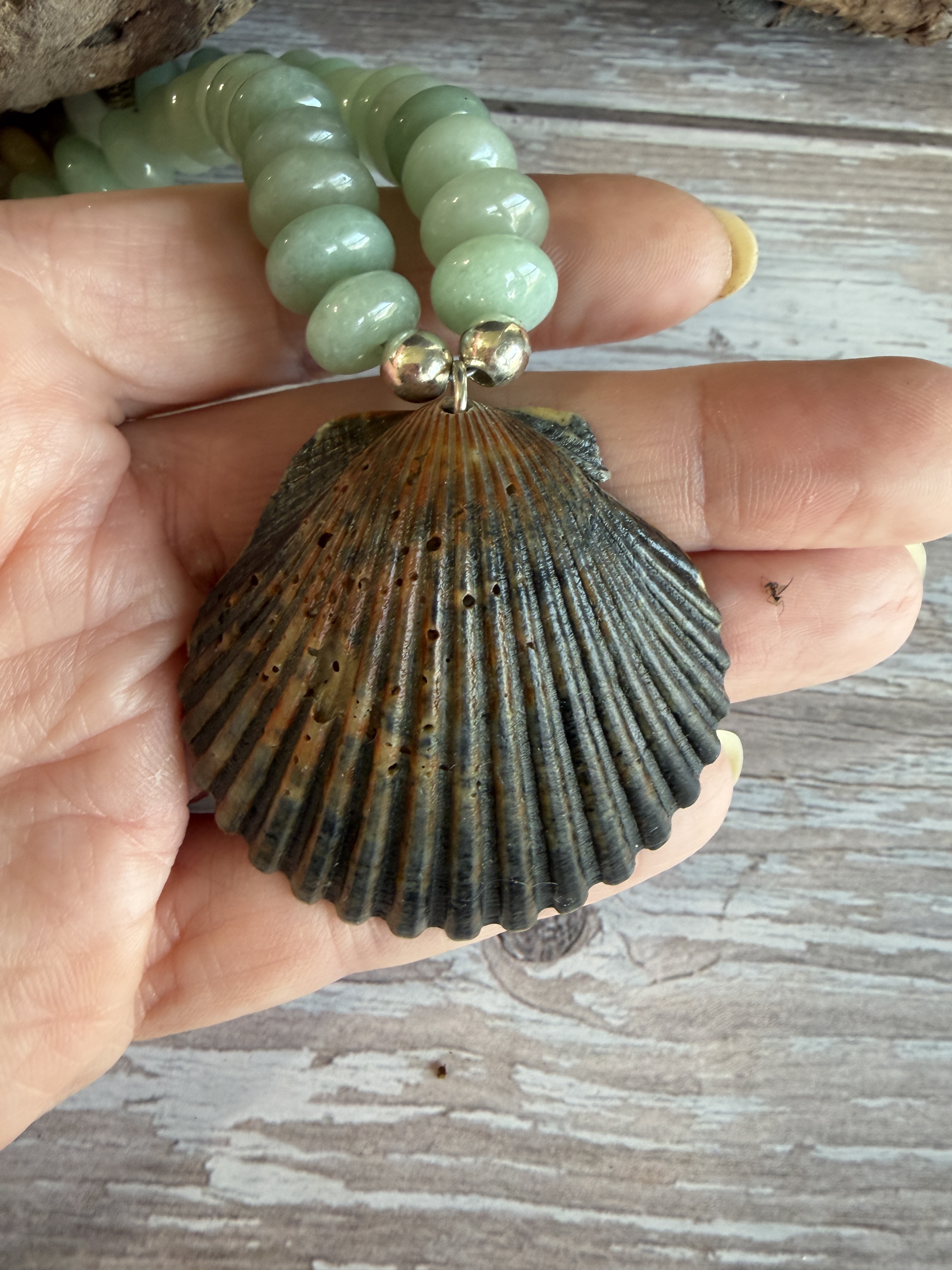 Aventurine, Opal and Pearl Necklace with Shell Pendant thumbnail 8