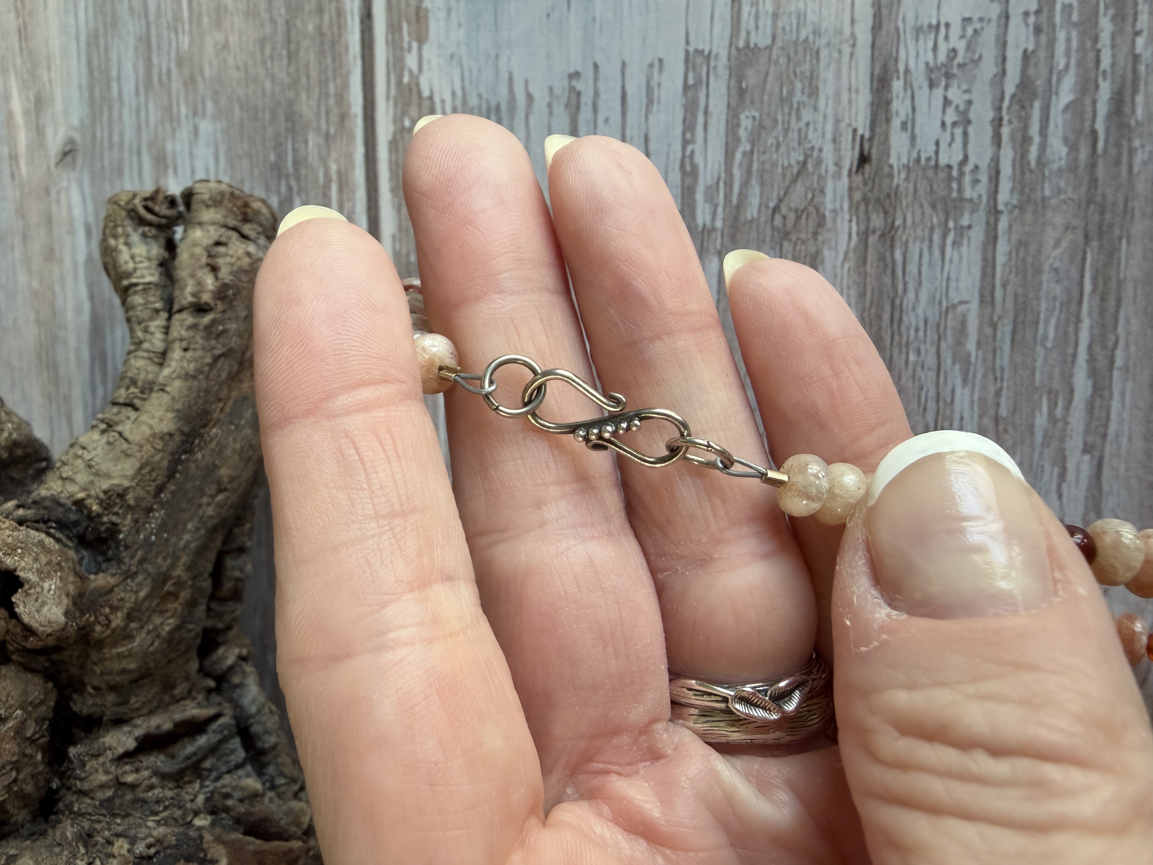 Sunstone and Carnelian Necklace with Shell Pendant thumbnail 3