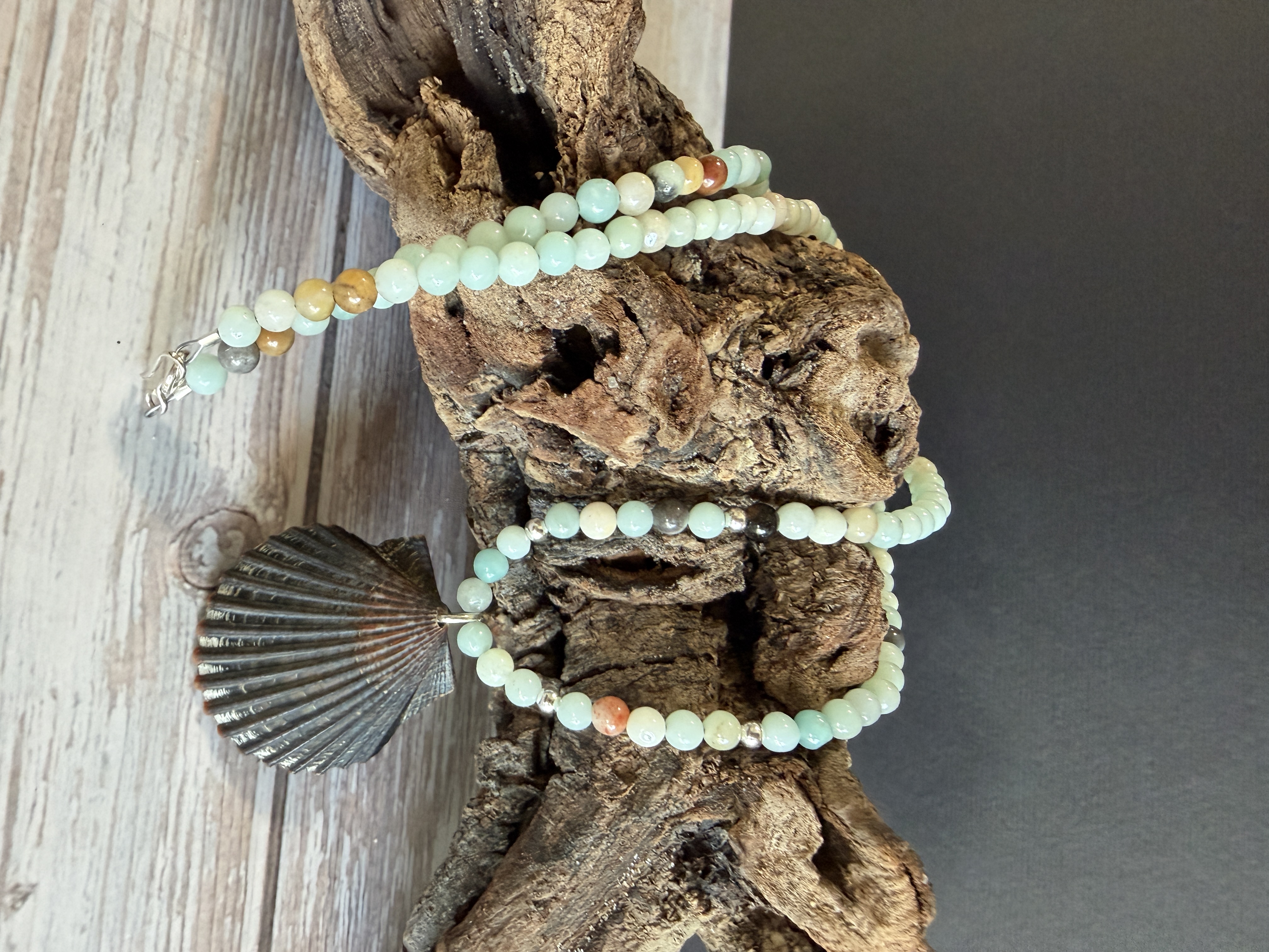 Amazonite Necklace with Shell Pendant thumbnail 2