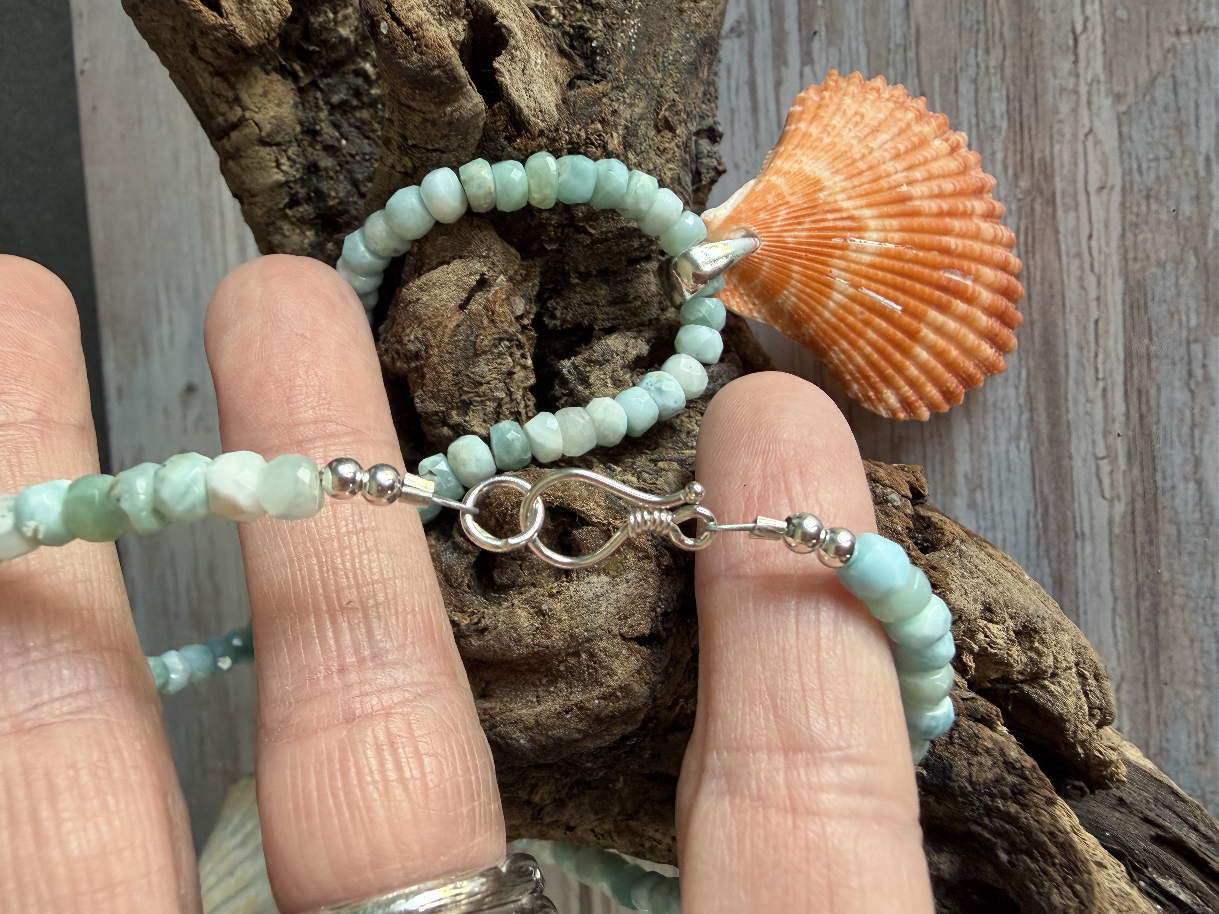 Larimar and Shell Necklace  thumbnail 8