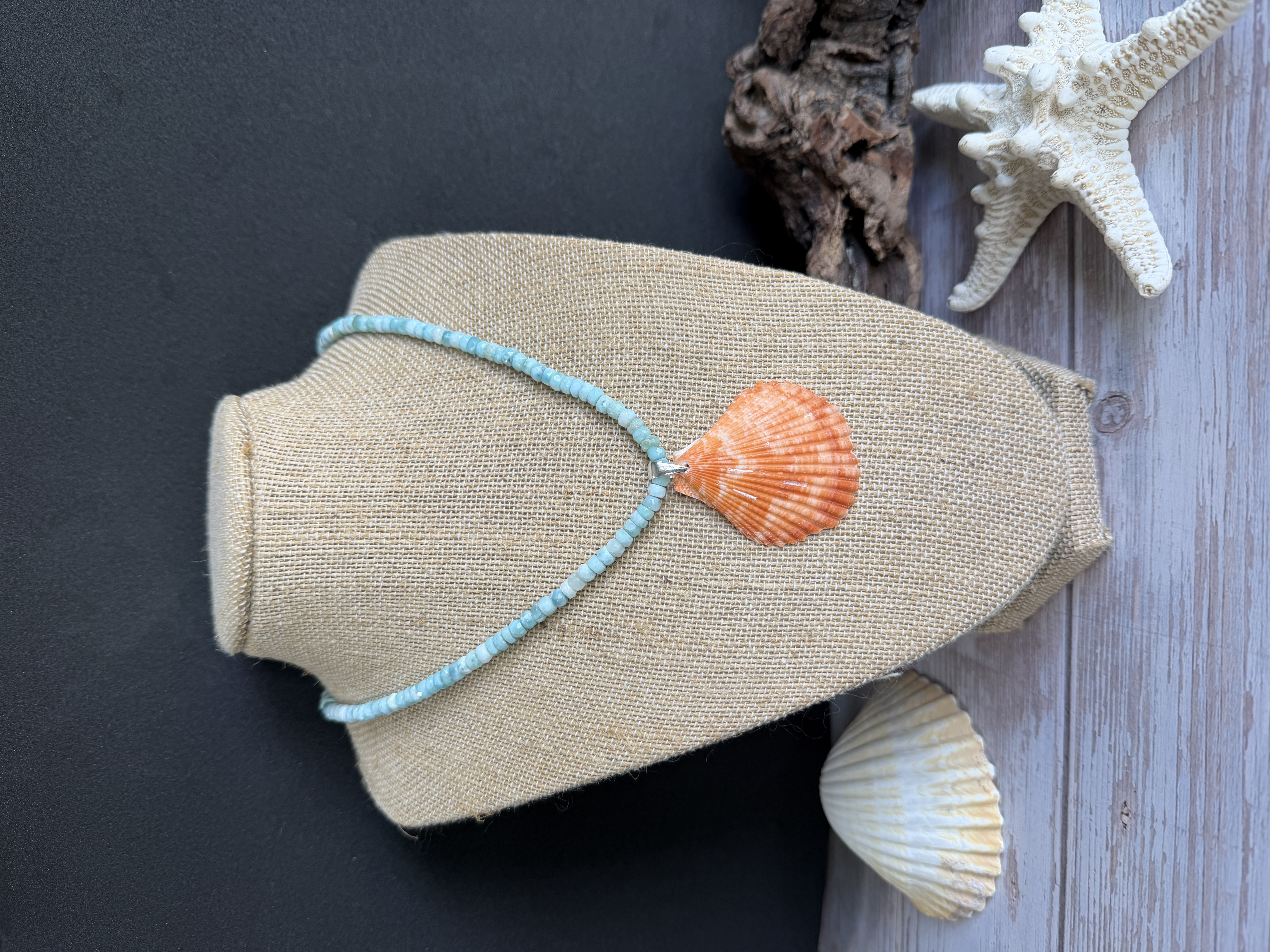 Larimar and Shell Necklace  thumbnail 3