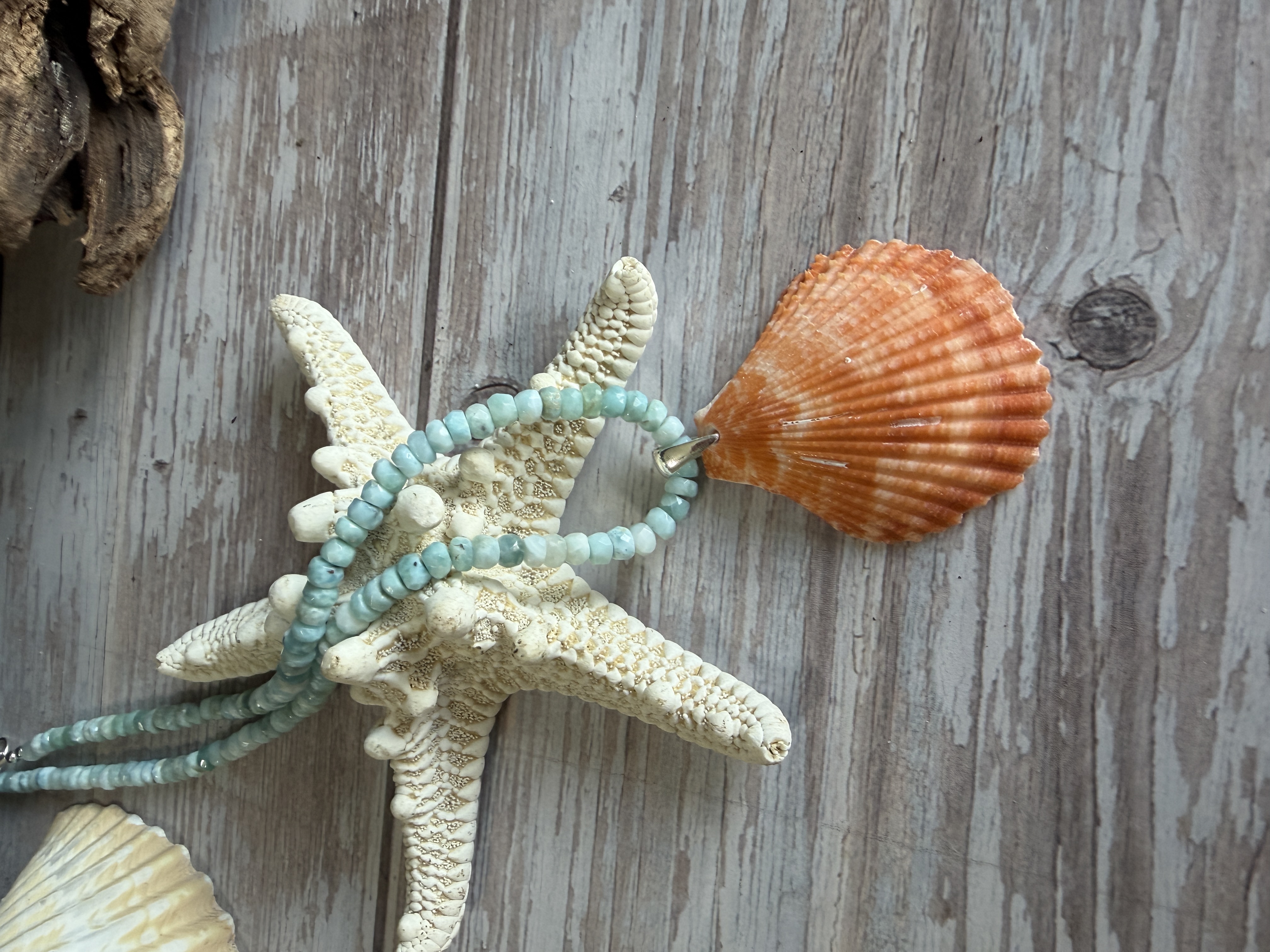 Larimar and Shell Necklace  thumbnail 7