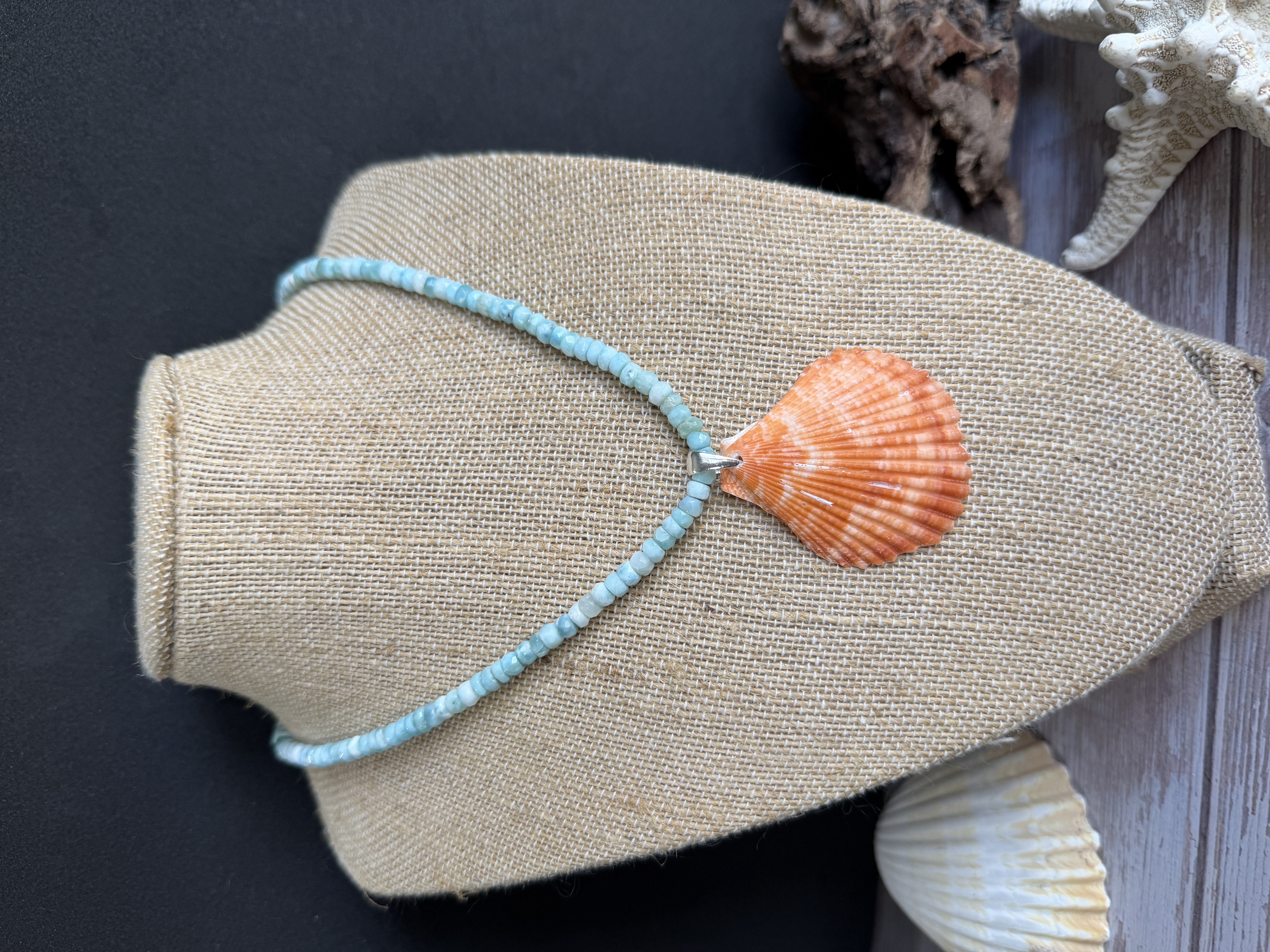Larimar and Shell Necklace  thumbnail 2