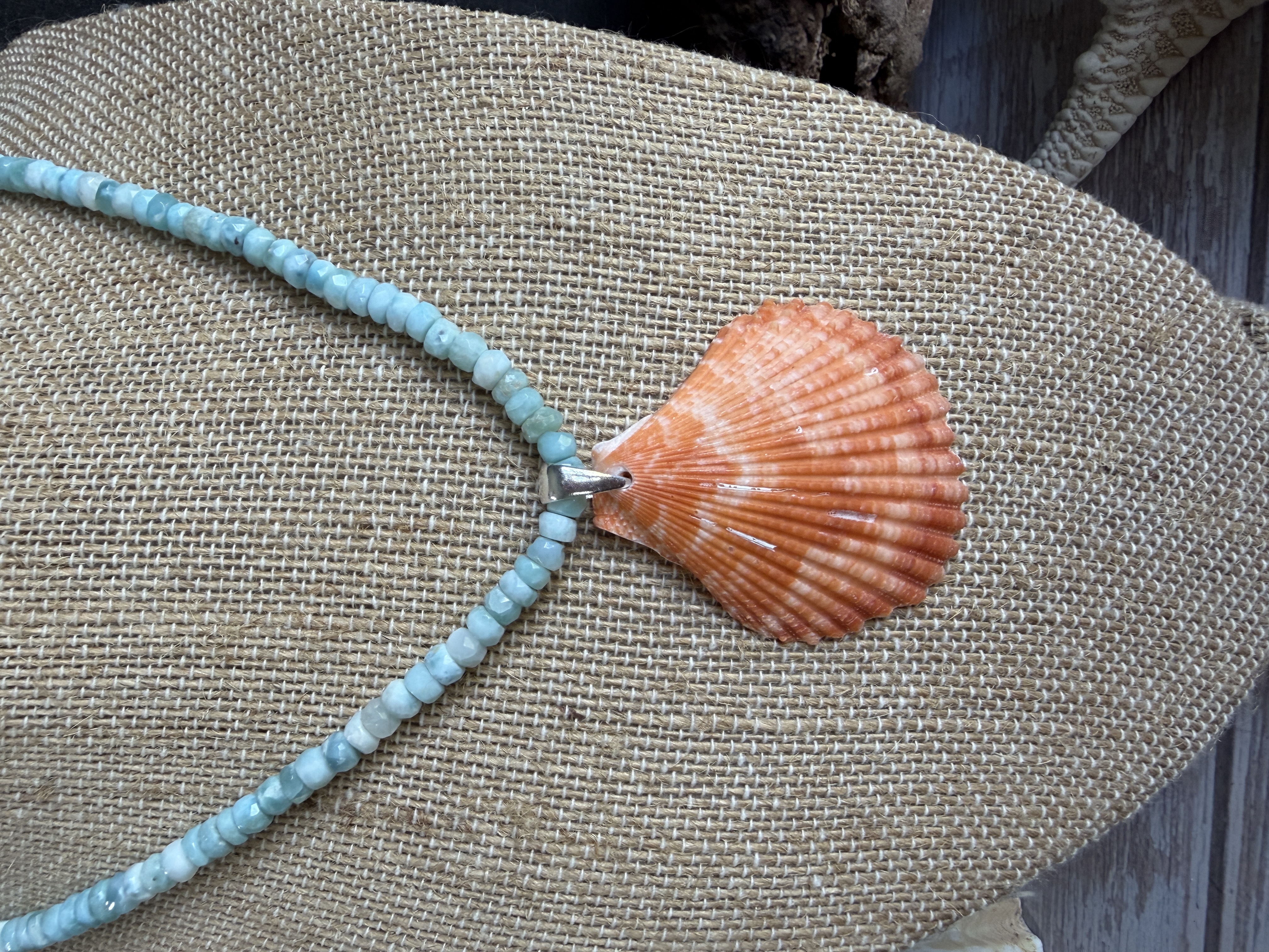 Larimar and Shell Necklace  thumbnail 4