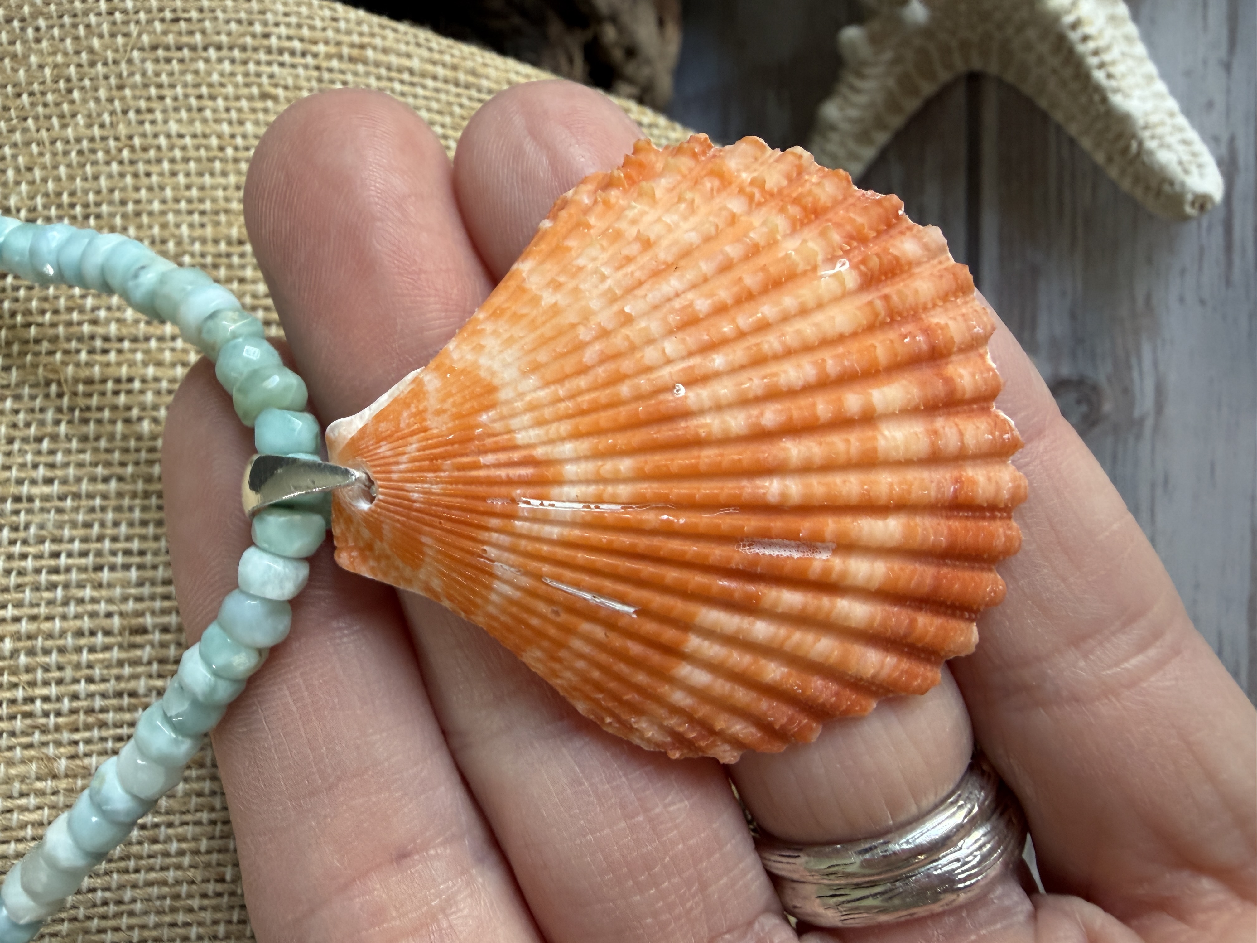 Larimar and Shell Necklace  thumbnail 5