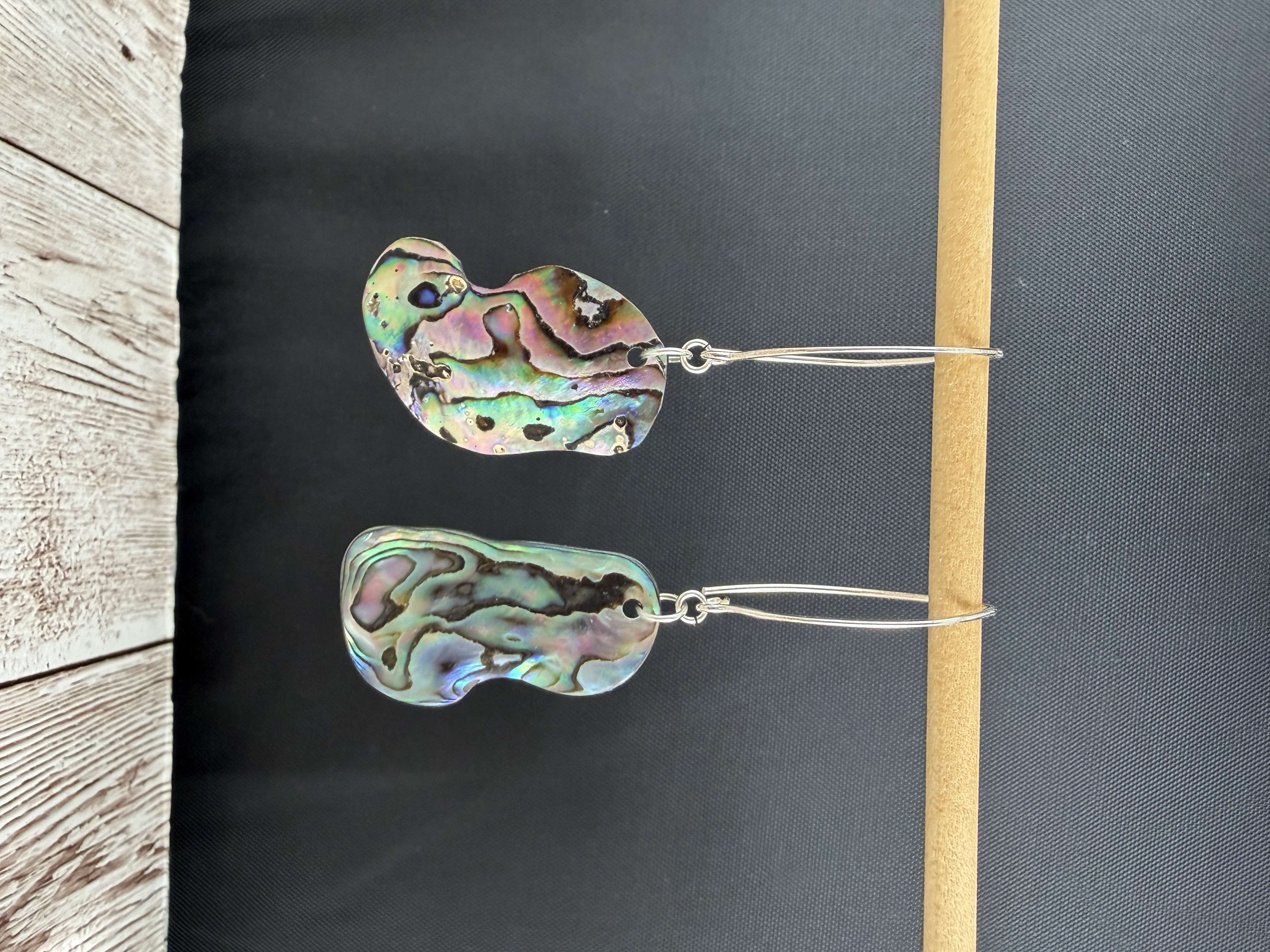 Sterling Silver Abalone Earrings, Natural Shell Jewelry thumbnail 2