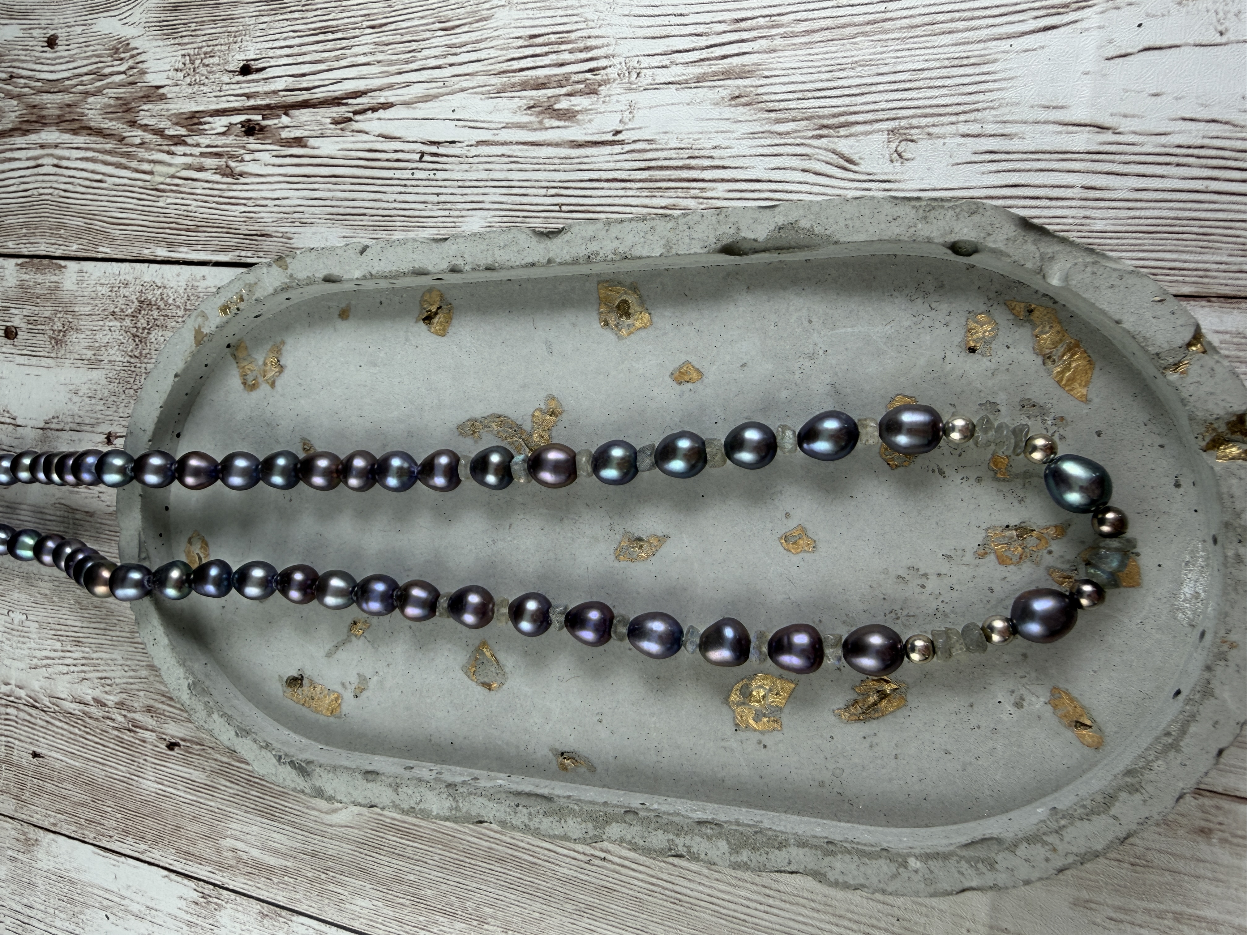 Peacock Pearl and Labradorite Necklace, Freshwater Pearls, Gemstone necklace thumbnail 4