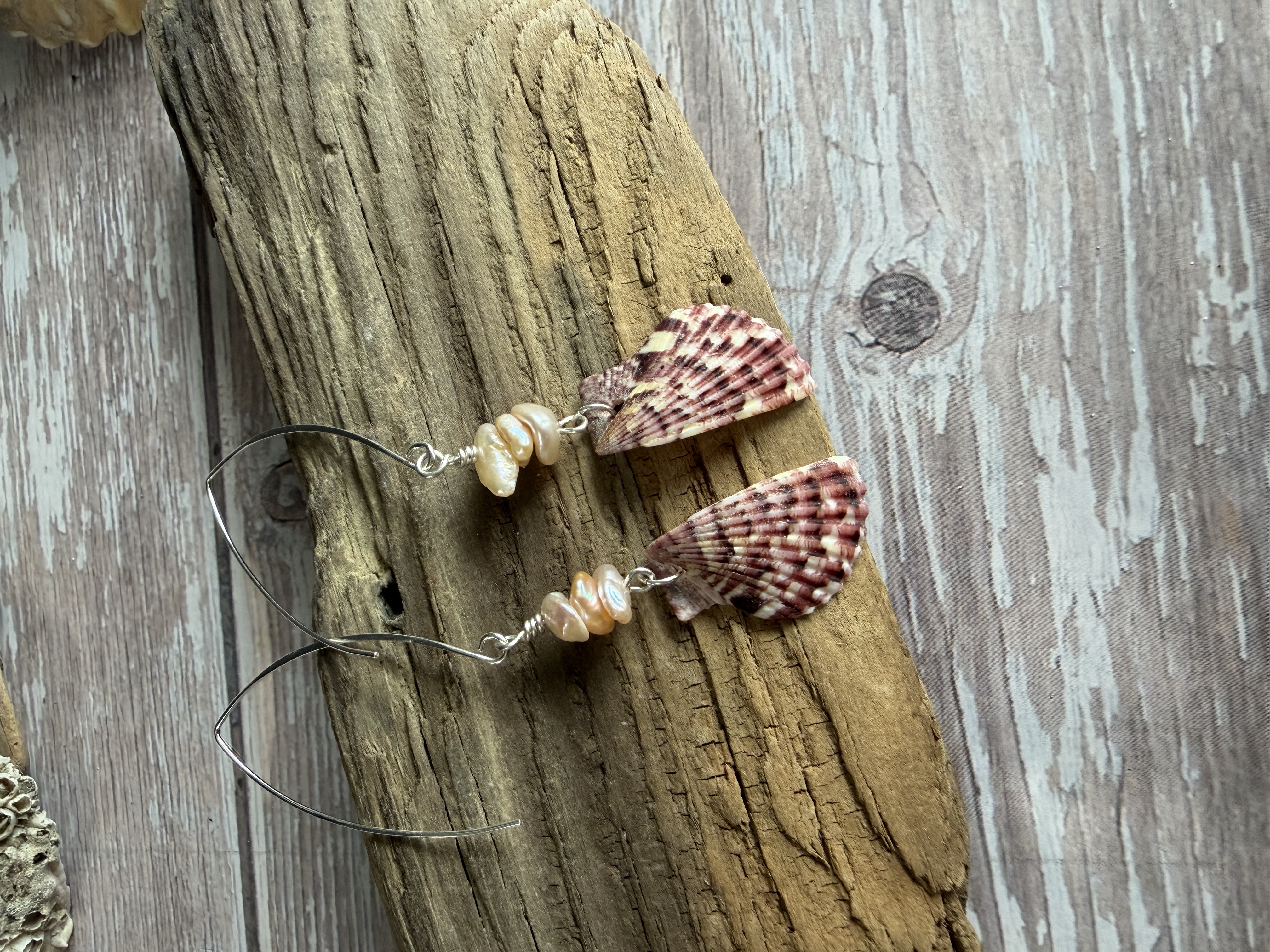 Half Shell Earrings with Heshi Pearls  thumbnail 3