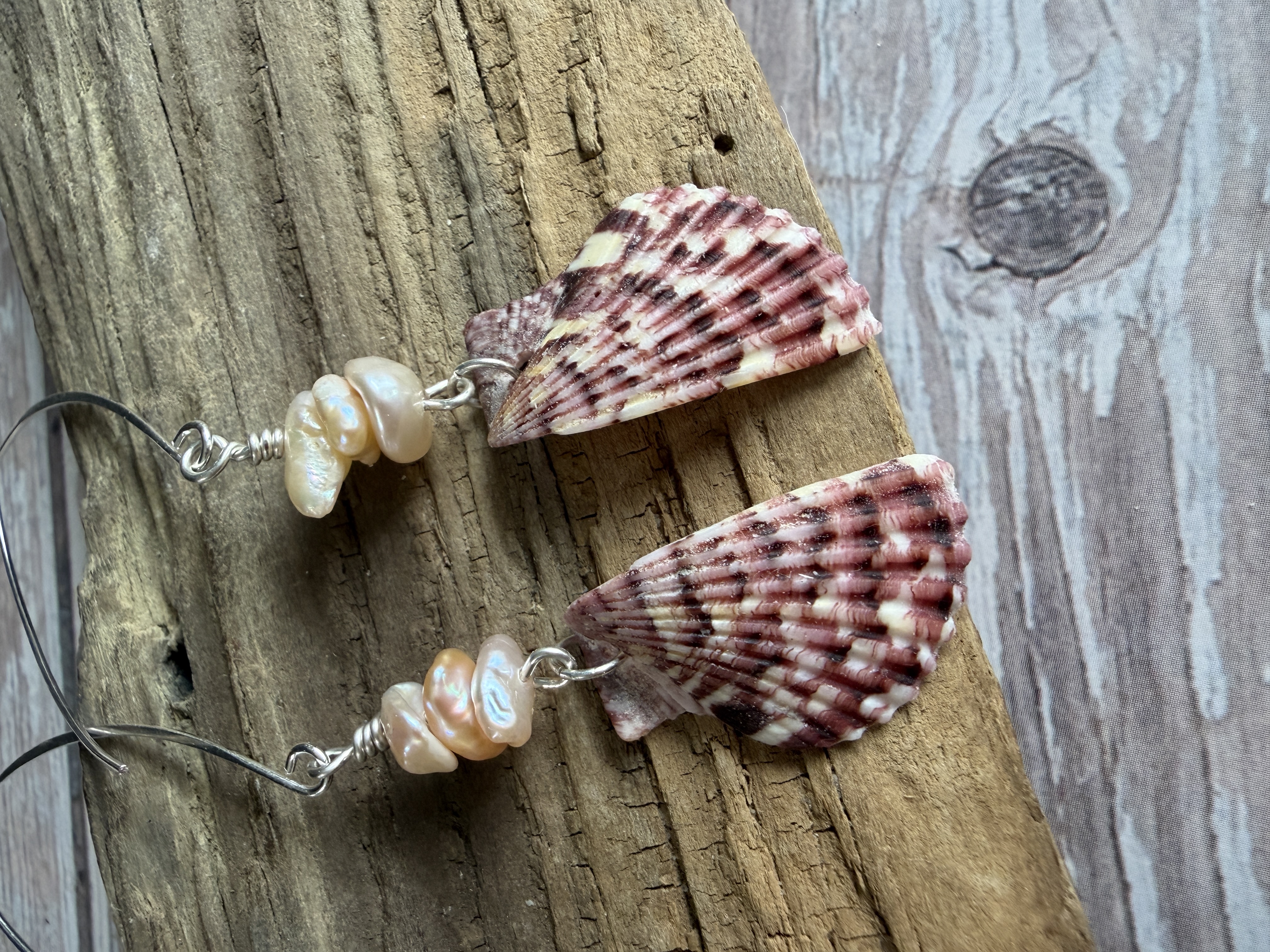 Half Shell Earrings with Heshi Pearls  thumbnail 4