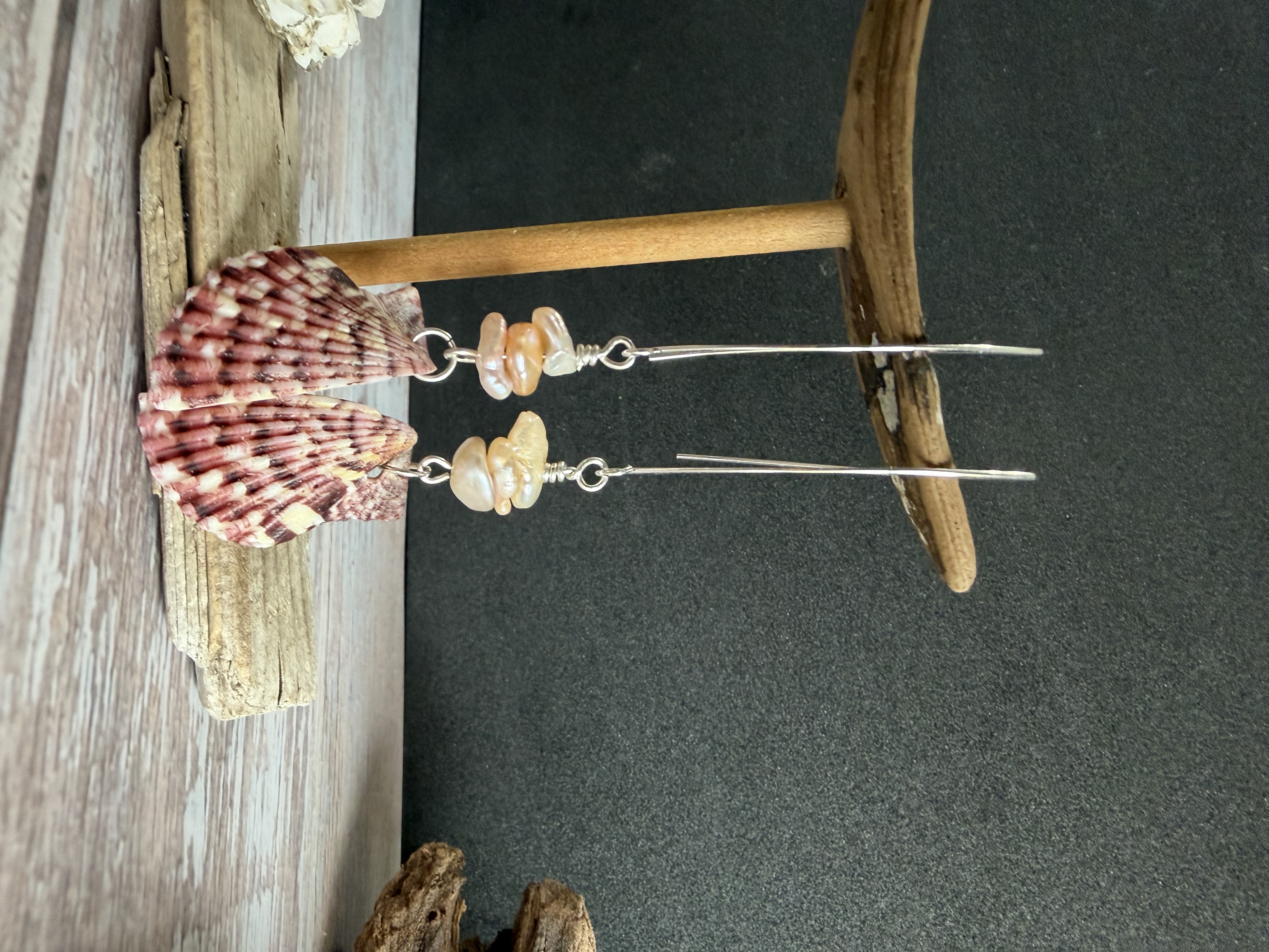 Half Shell Earrings with Heshi Pearls  thumbnail 2