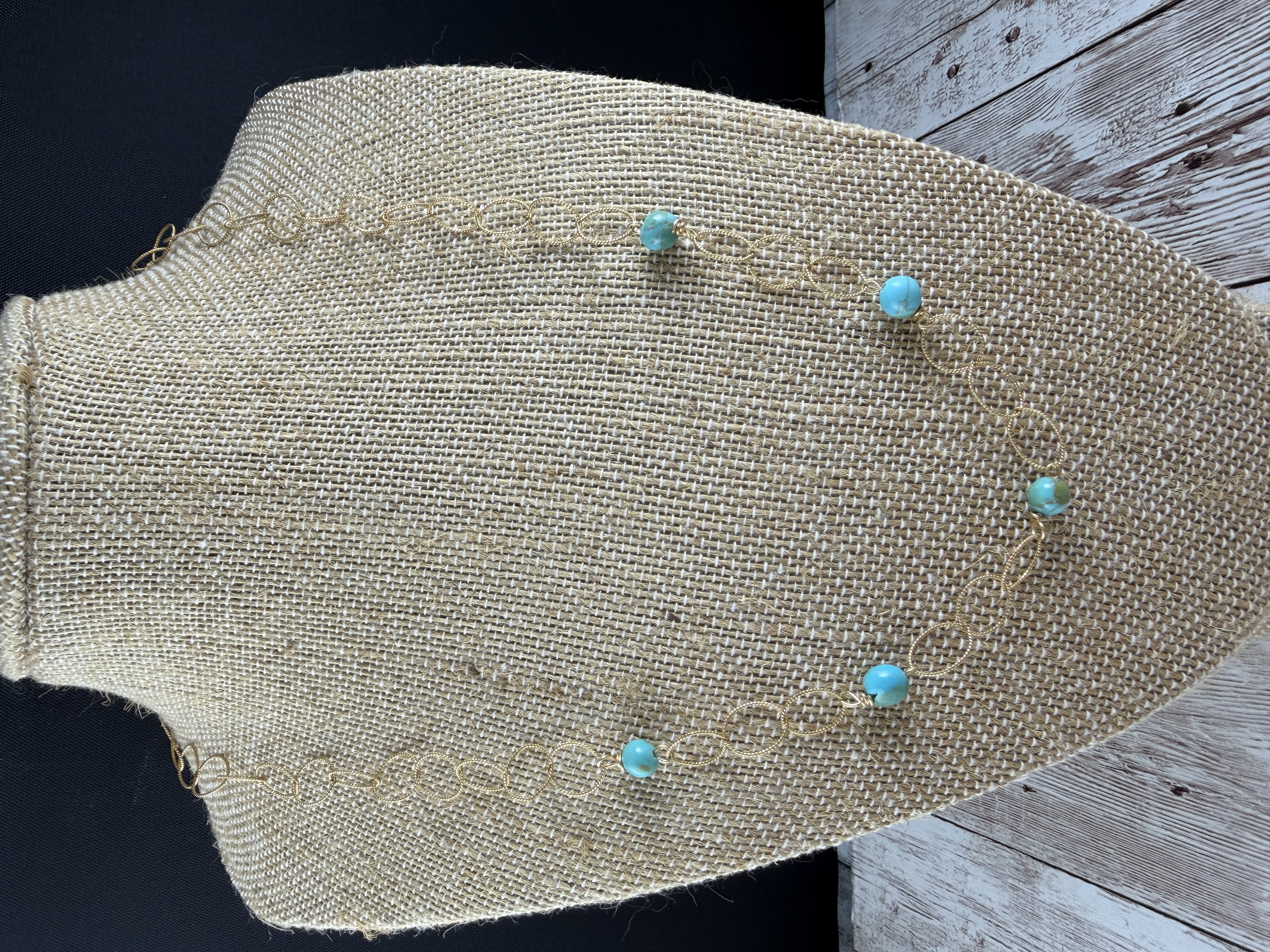 Kingman Turquoise and 14k Gold Filled Necklace, 20 inch thumbnail 2