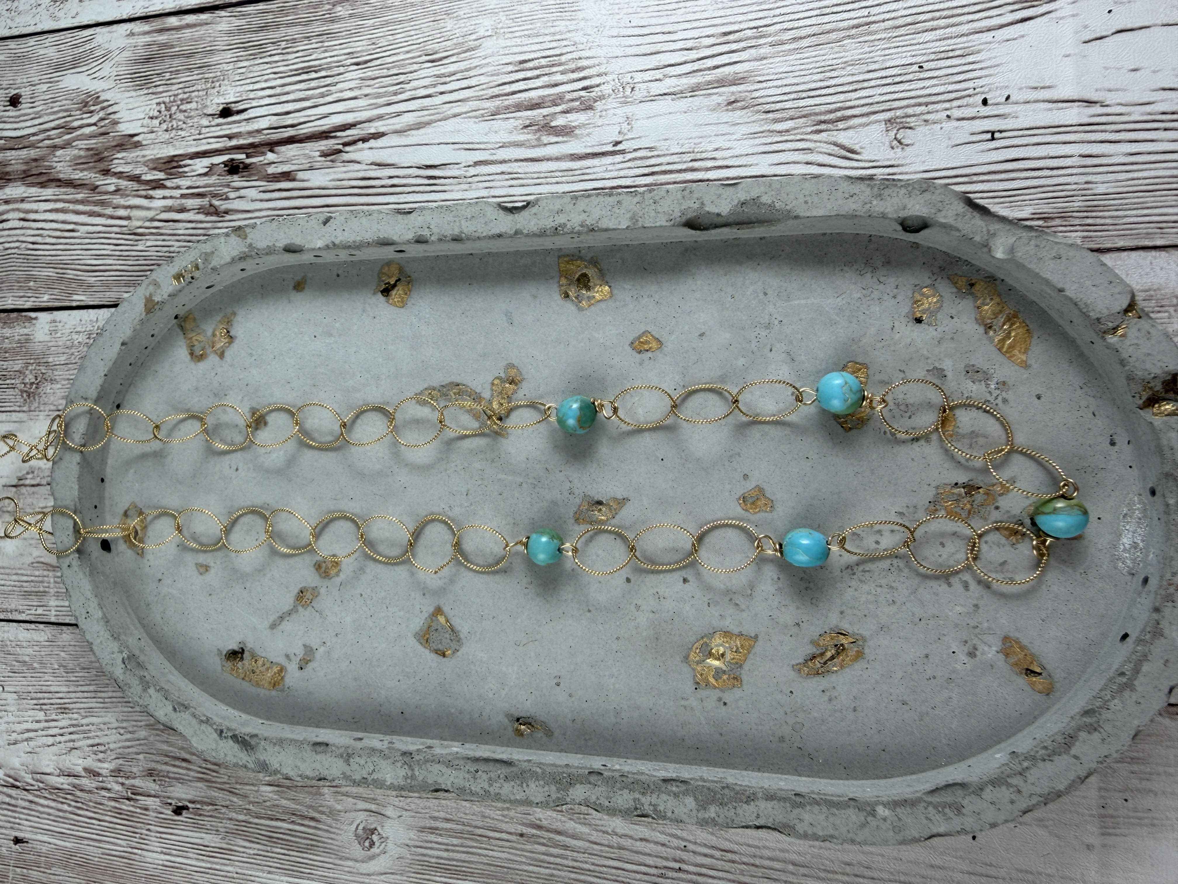 Kingman Turquoise and 14k Gold Filled Necklace, 20 inch thumbnail 5