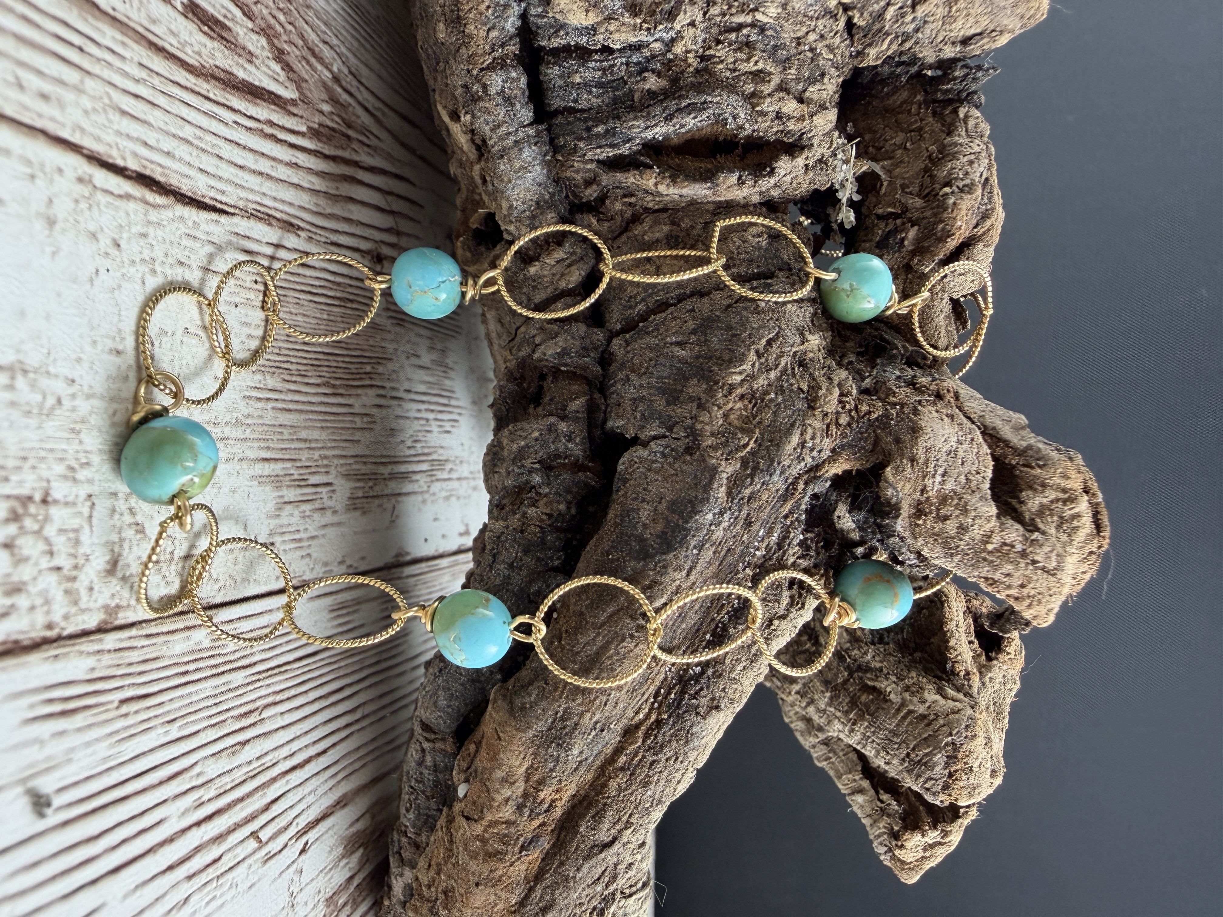 Kingman Turquoise and 14k Gold Filled Necklace, 20 inch thumbnail 6