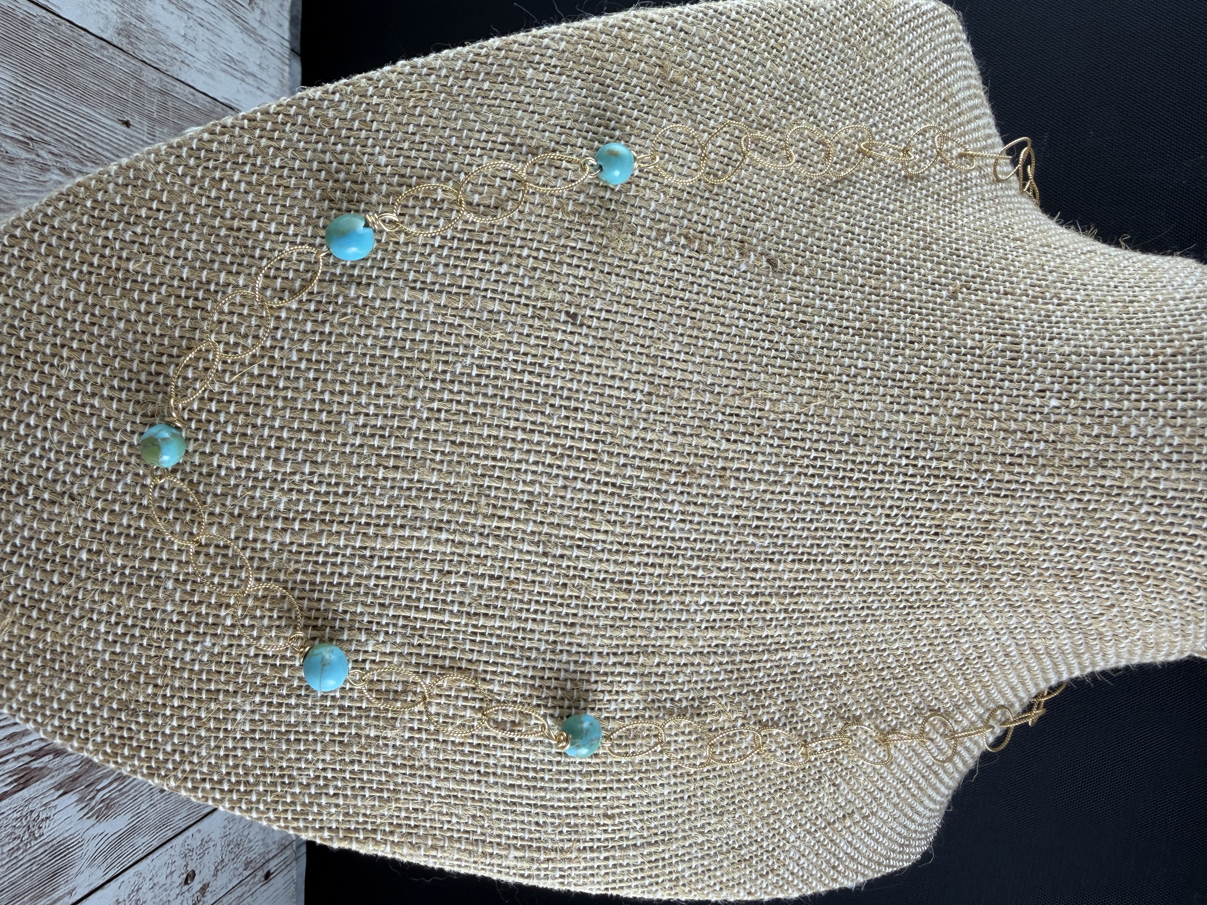 Kingman Turquoise and 14k Gold Filled Necklace, 20 inch thumbnail 3