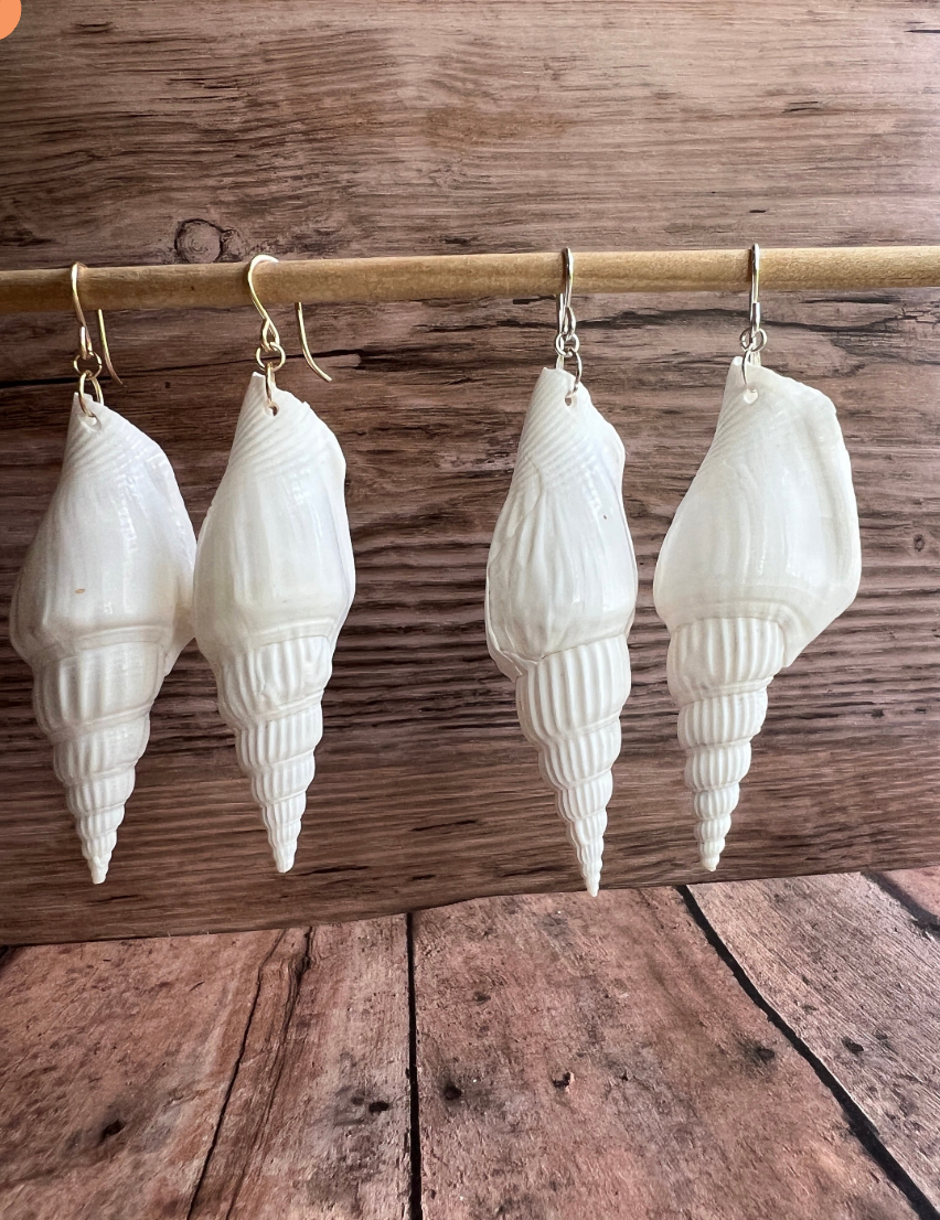 Large Shell Earrings, Gold Fill or Sterling Silver, Bridal Jewelry
