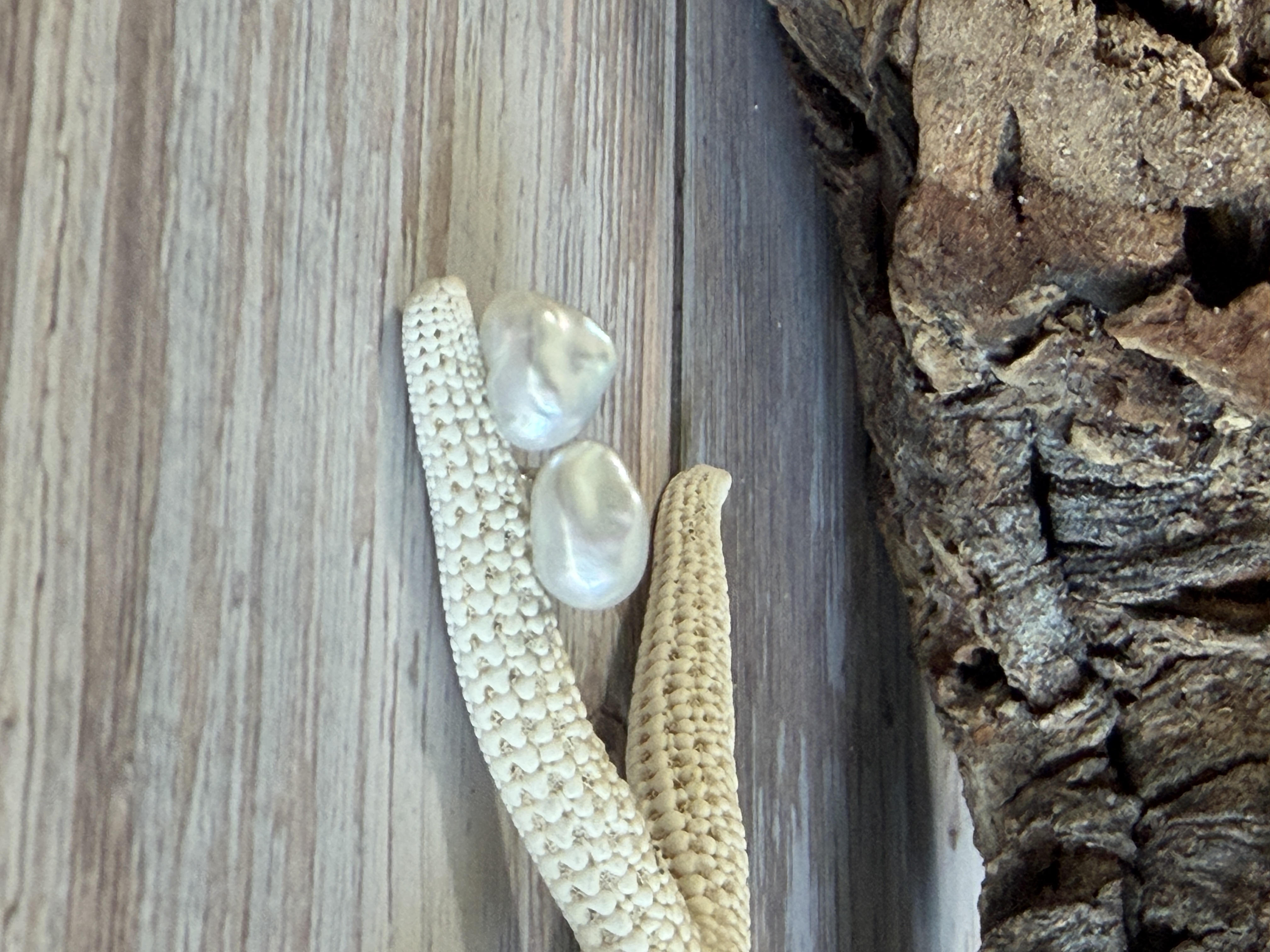 Keshi Pearl Studs No. 1 — handmade earrings by Geena Dykes at Taylor And Caroline, made with Pearls, Sterling silver. 