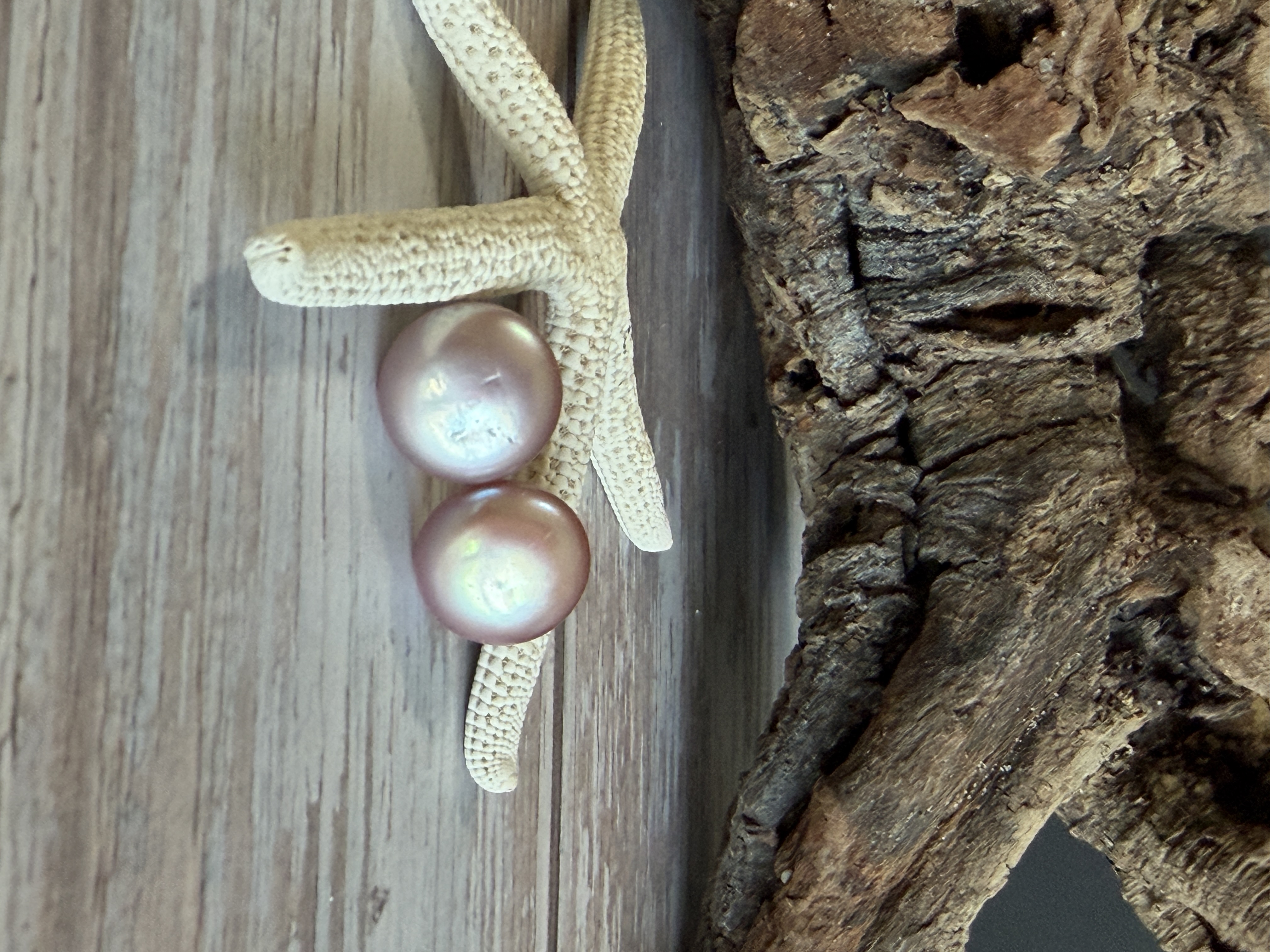 Pink Coin Pearl Studs No. 1 — handmade earrings by Geena Dykes at Taylor And Caroline, made with Pearls, Sterling silver. 