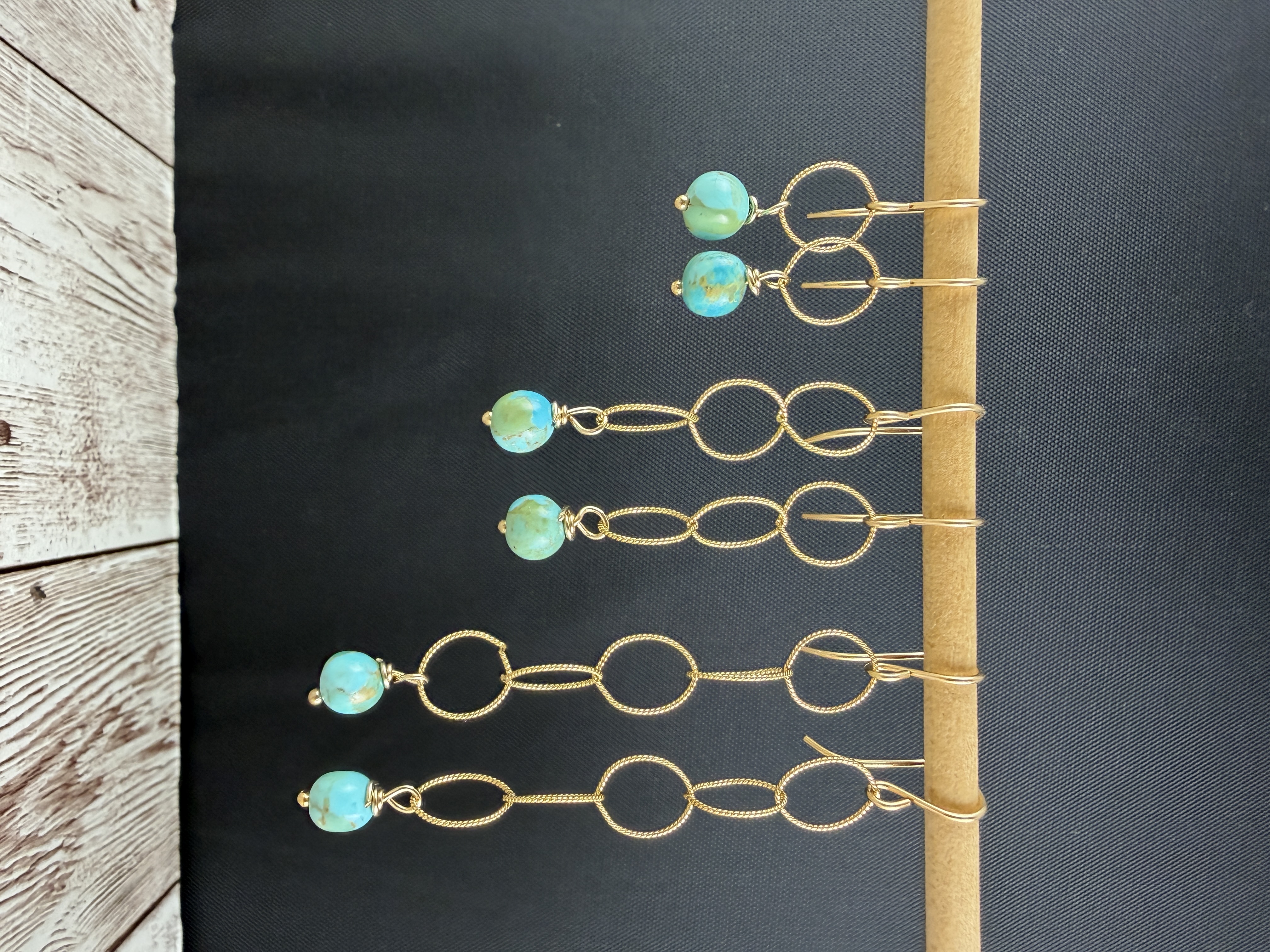 Kingman Turquoise Dangle Earrings – 14K Gold Filled, Handmade thumbnail 2