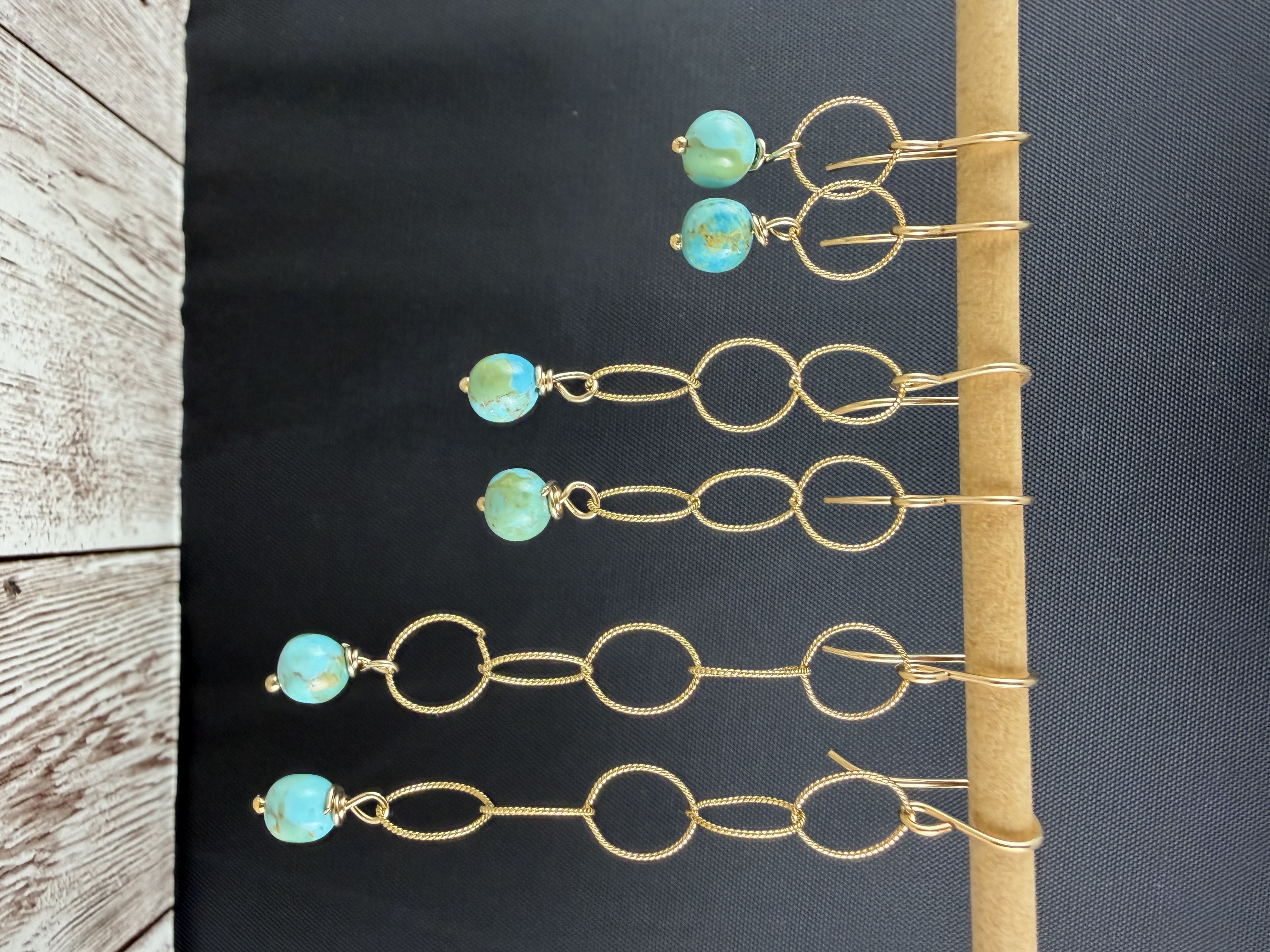 Kingman Turquoise Dangle Earrings – 14K Gold Filled, Handmade thumbnail 3