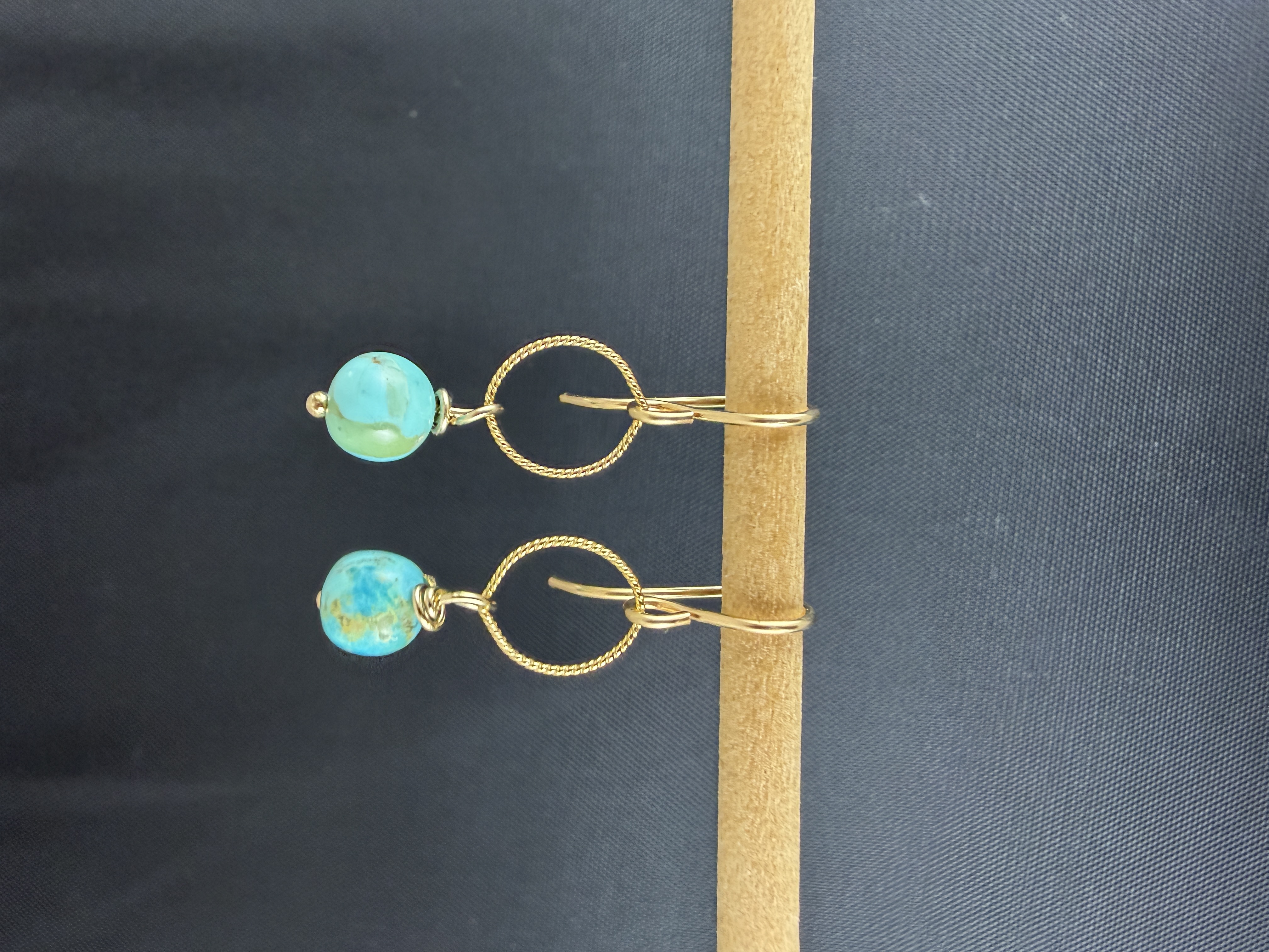 Kingman Turquoise Dangle Earrings – 14K Gold Filled, Handmade thumbnail 9