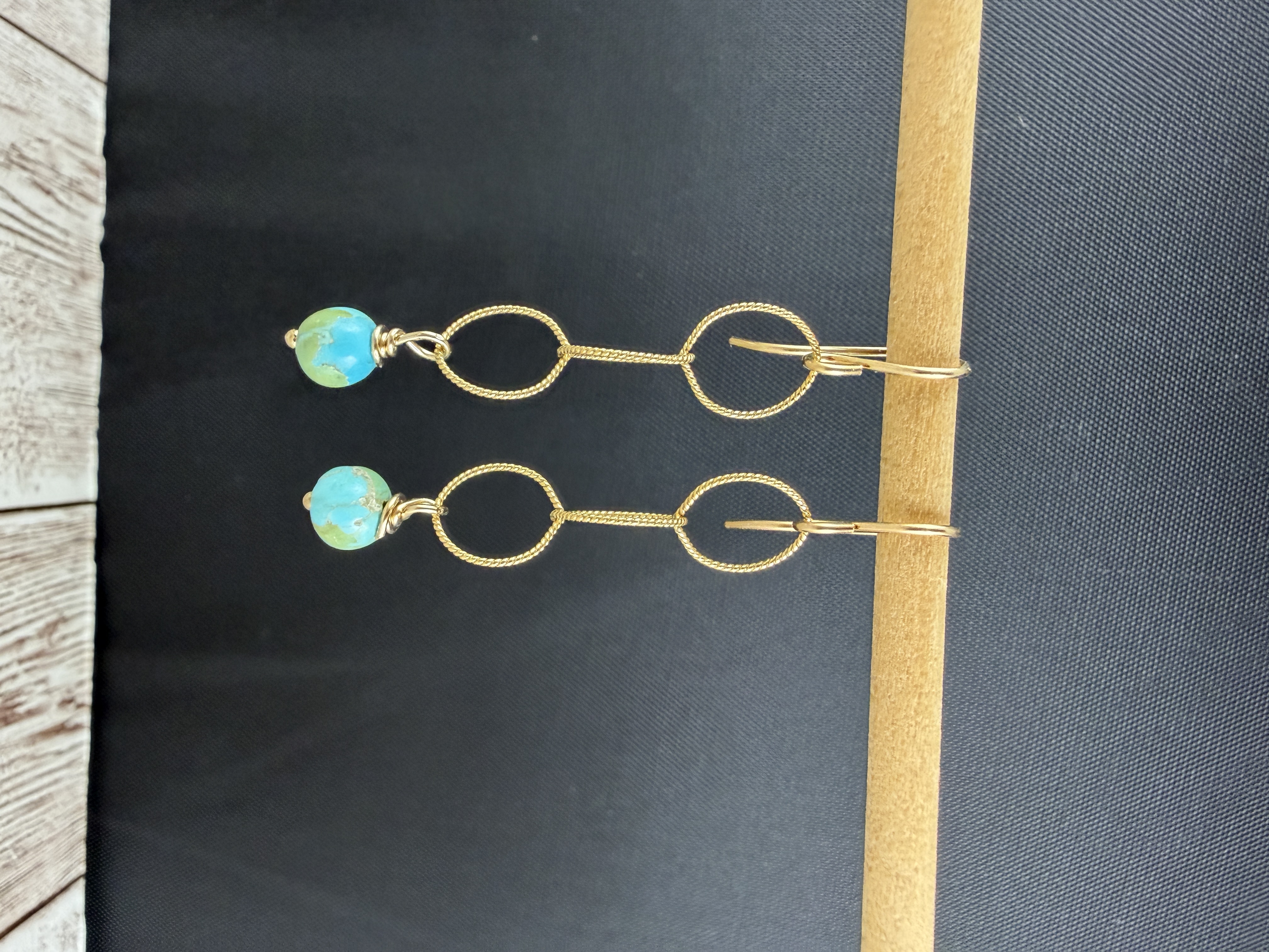Kingman Turquoise Dangle Earrings – 14K Gold Filled, Handmade thumbnail 6