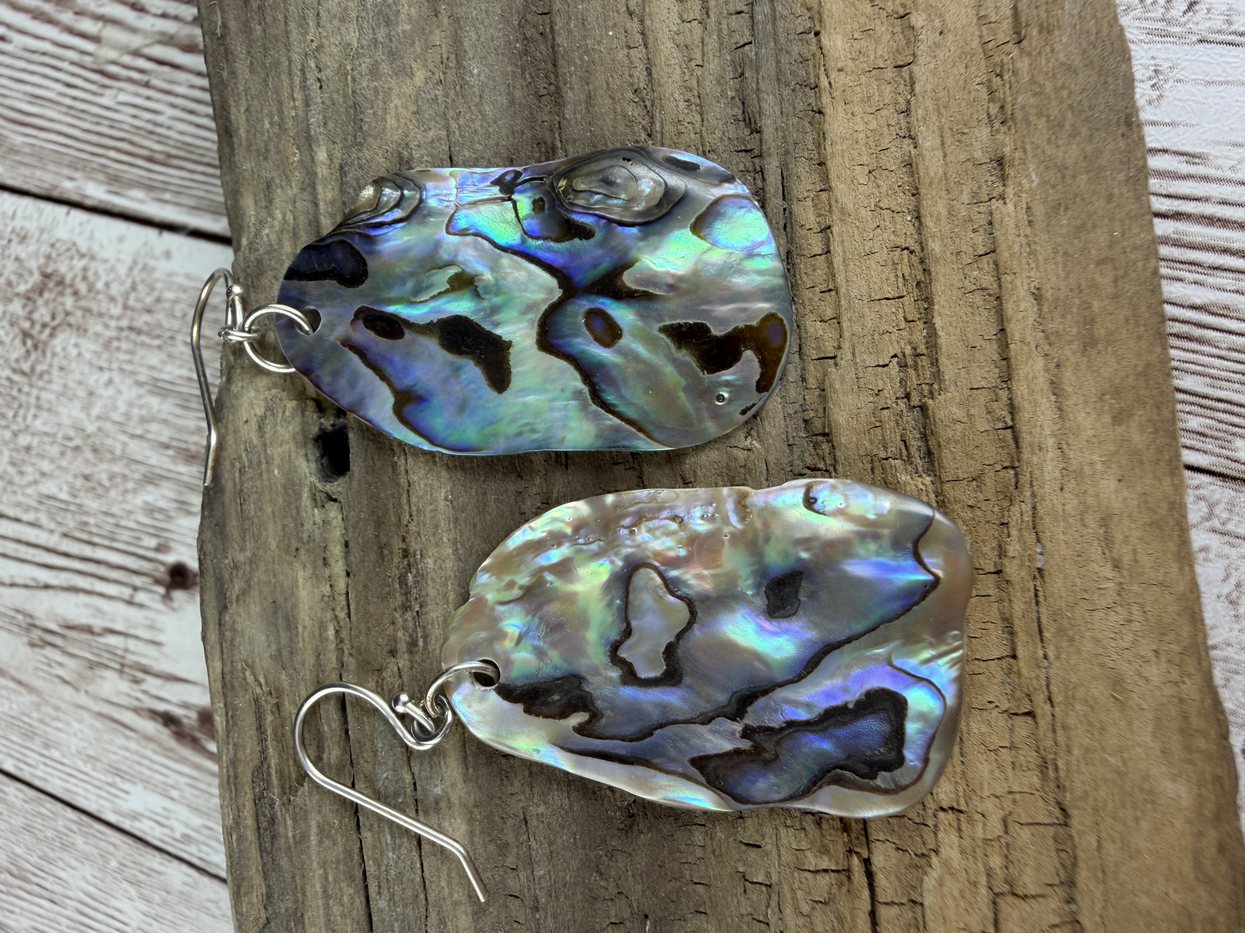 Sterling Silver Abalone Shell Earrings, Lightweight Colorful Rainbow thumbnail 4