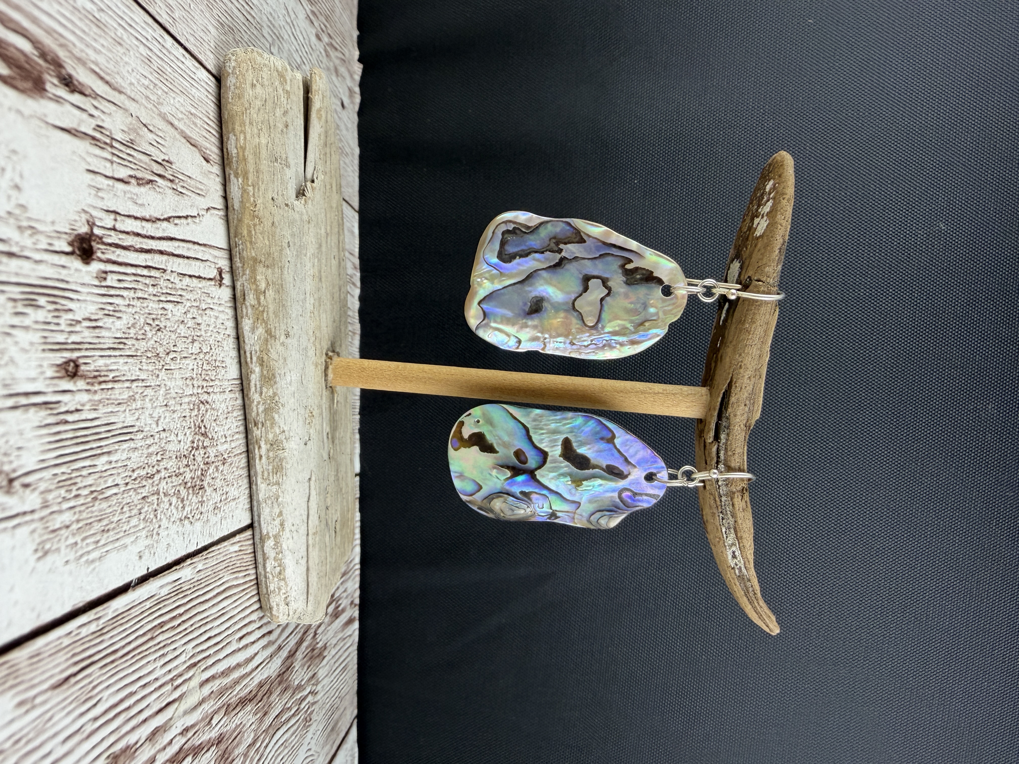 Sterling Silver Abalone Shell Earrings, Lightweight Colorful Rainbow thumbnail 2