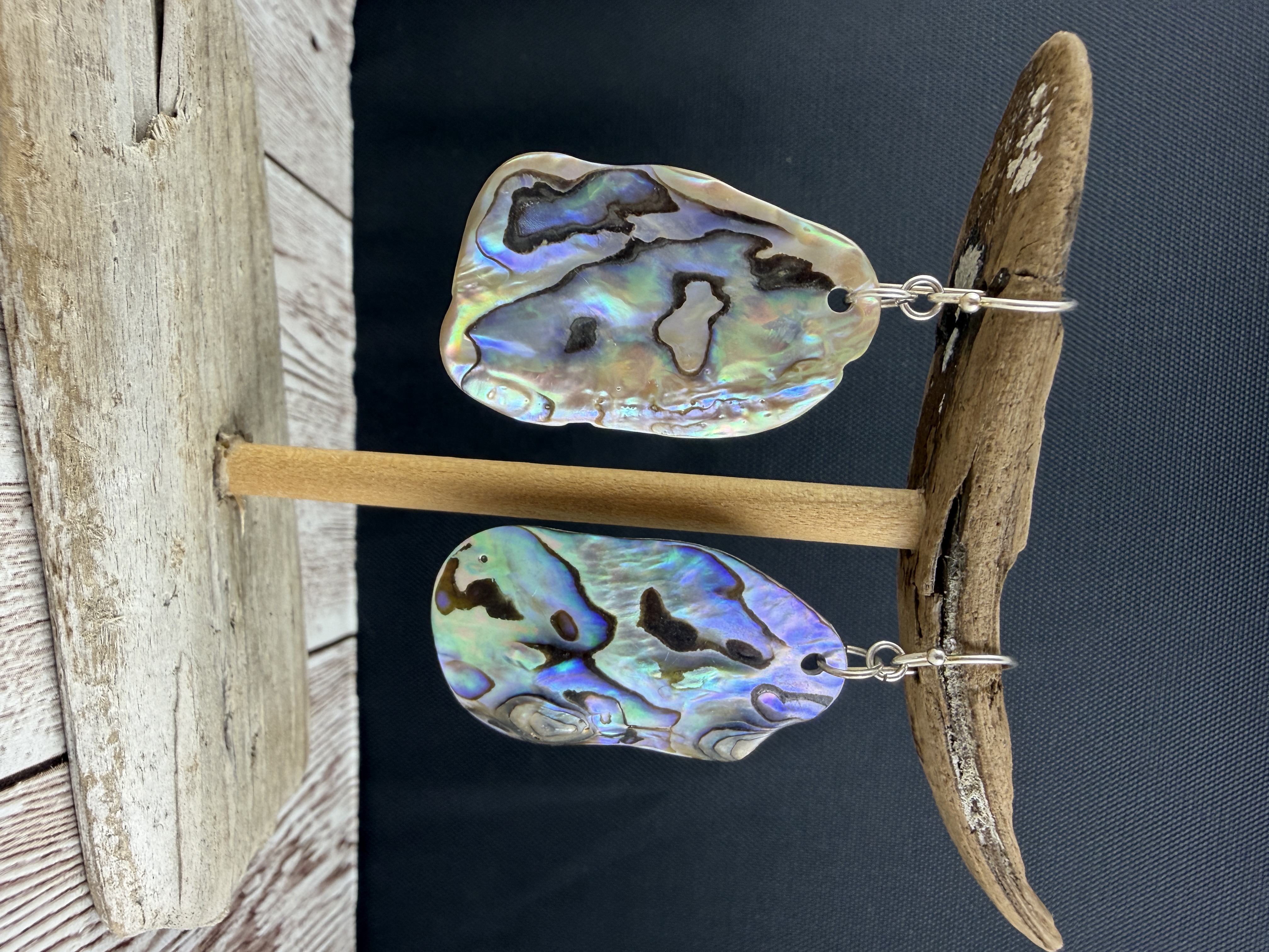 Sterling Silver Abalone Shell Earrings, Lightweight Colorful Rainbow