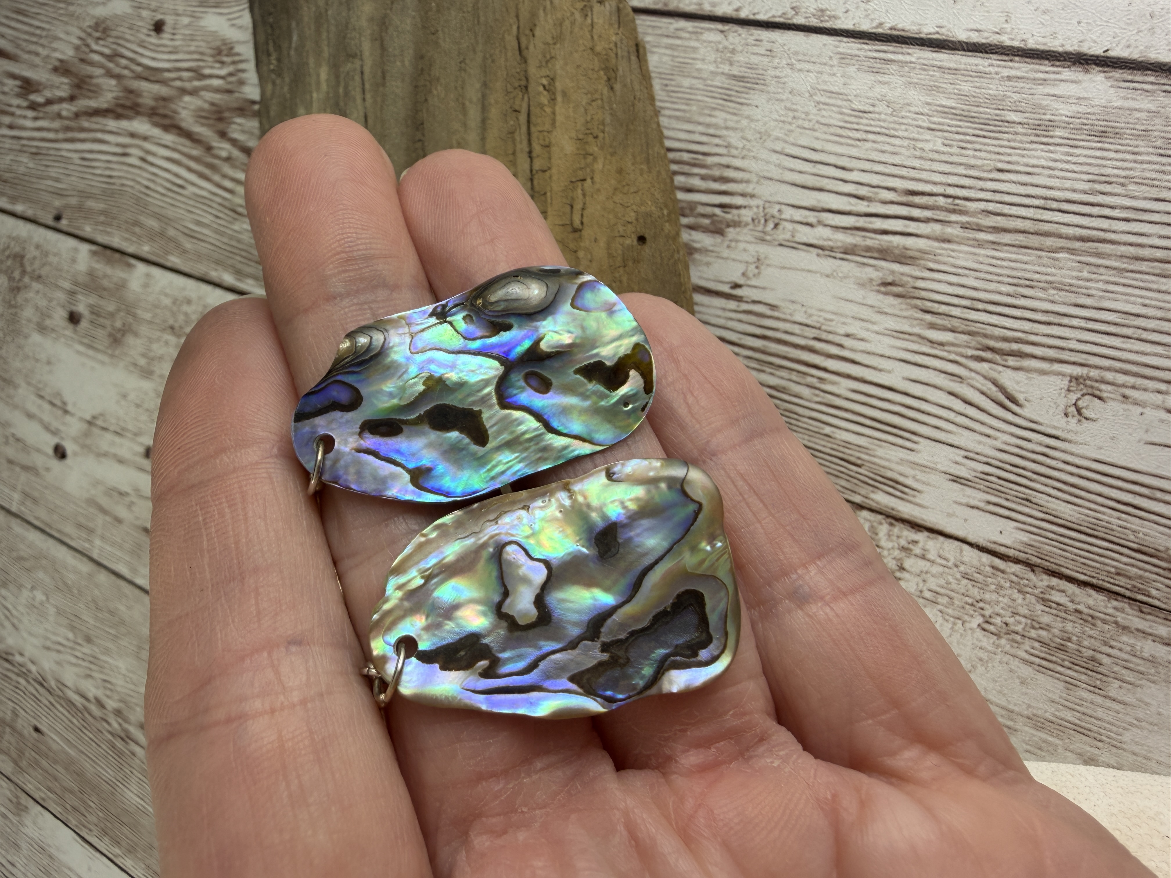 Sterling Silver Abalone Shell Earrings, Lightweight Colorful Rainbow thumbnail 5
