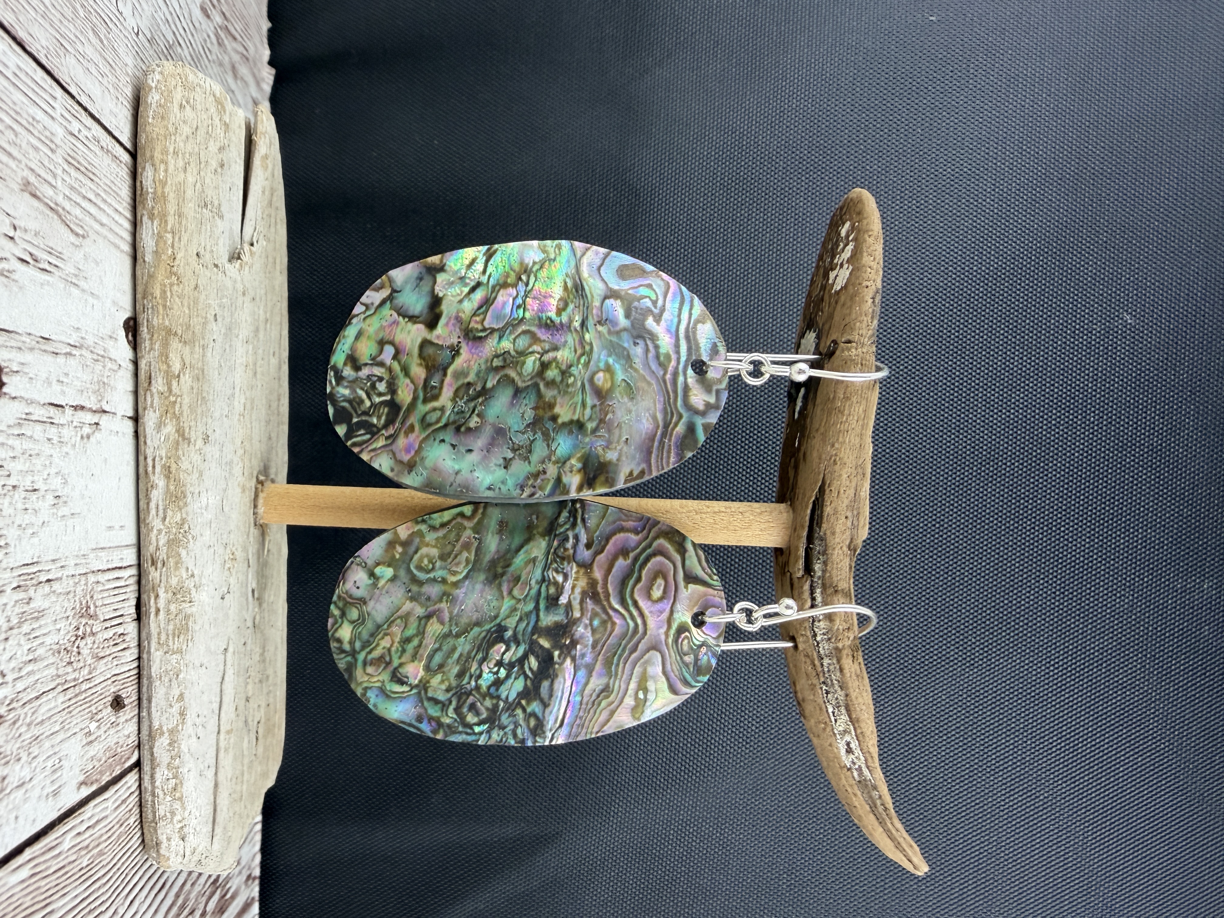 Hand-Cut Abalone Shell Earrings: Sterling Silver Coastal Jewelry