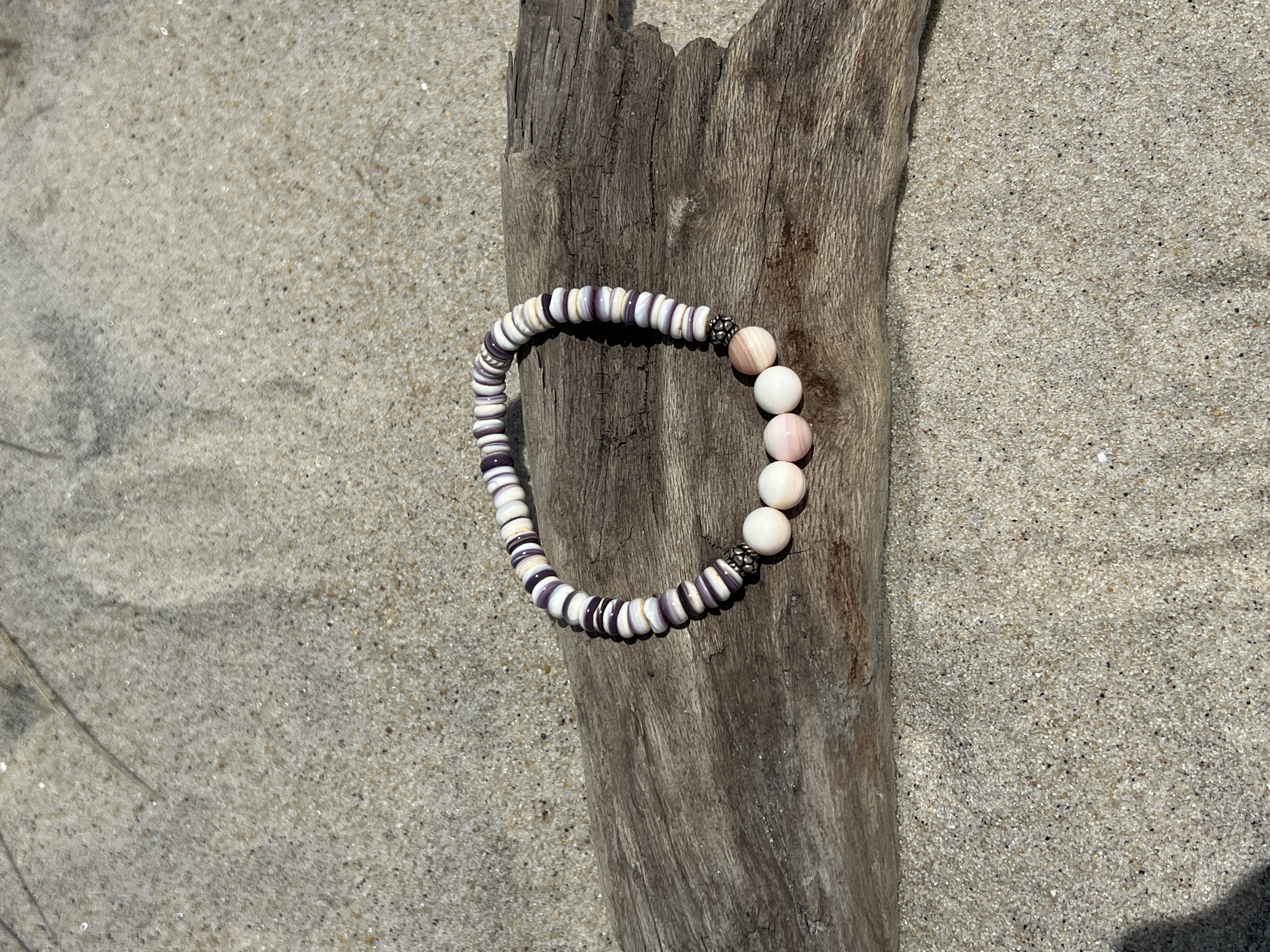 Wampum & Queen Conch Stretch Bracelet: Sterling Silver Accents thumbnail 4