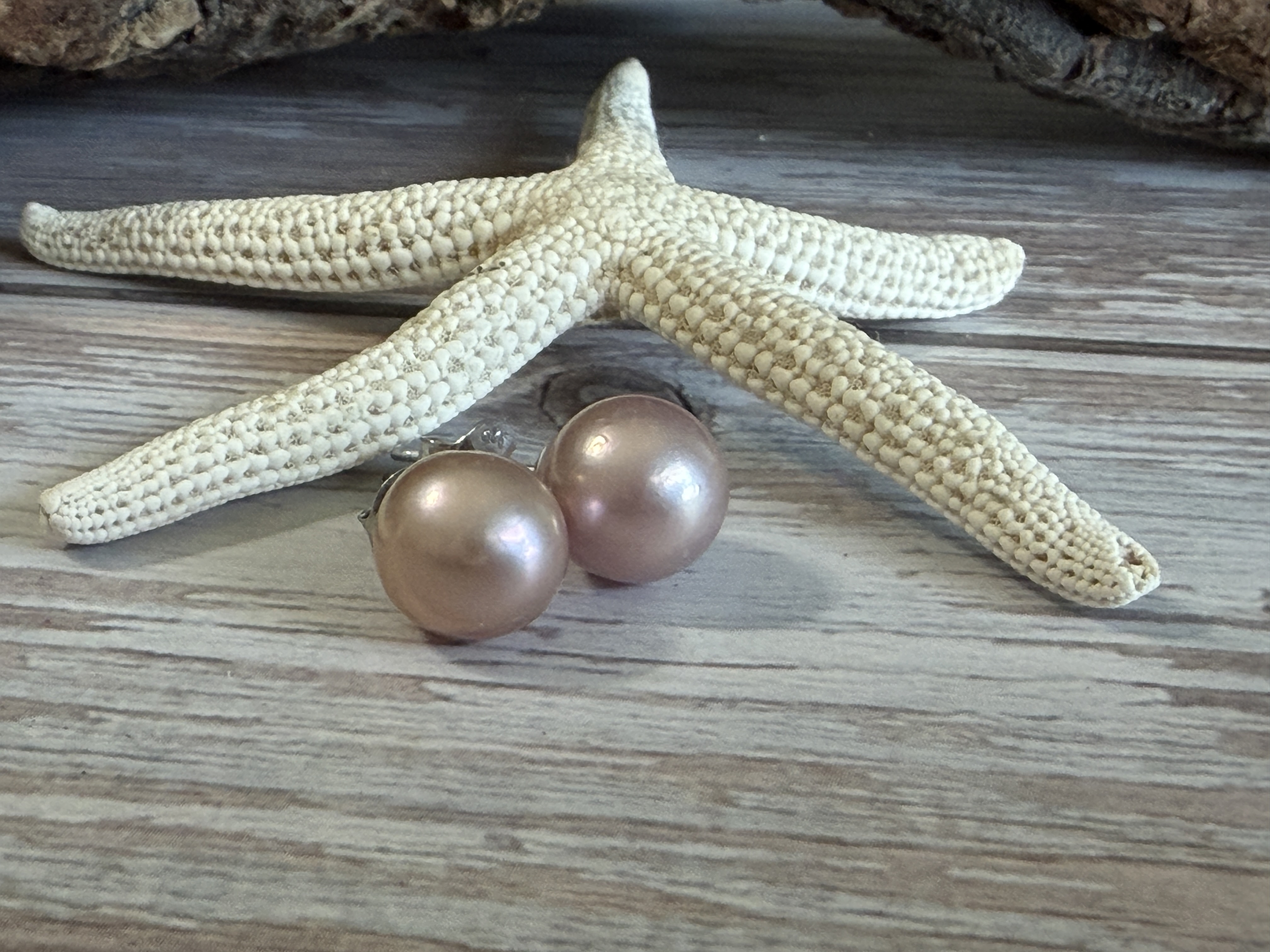 Pink Freshwater Pearl Stud Earrings, Sterling Silver Posts image 3