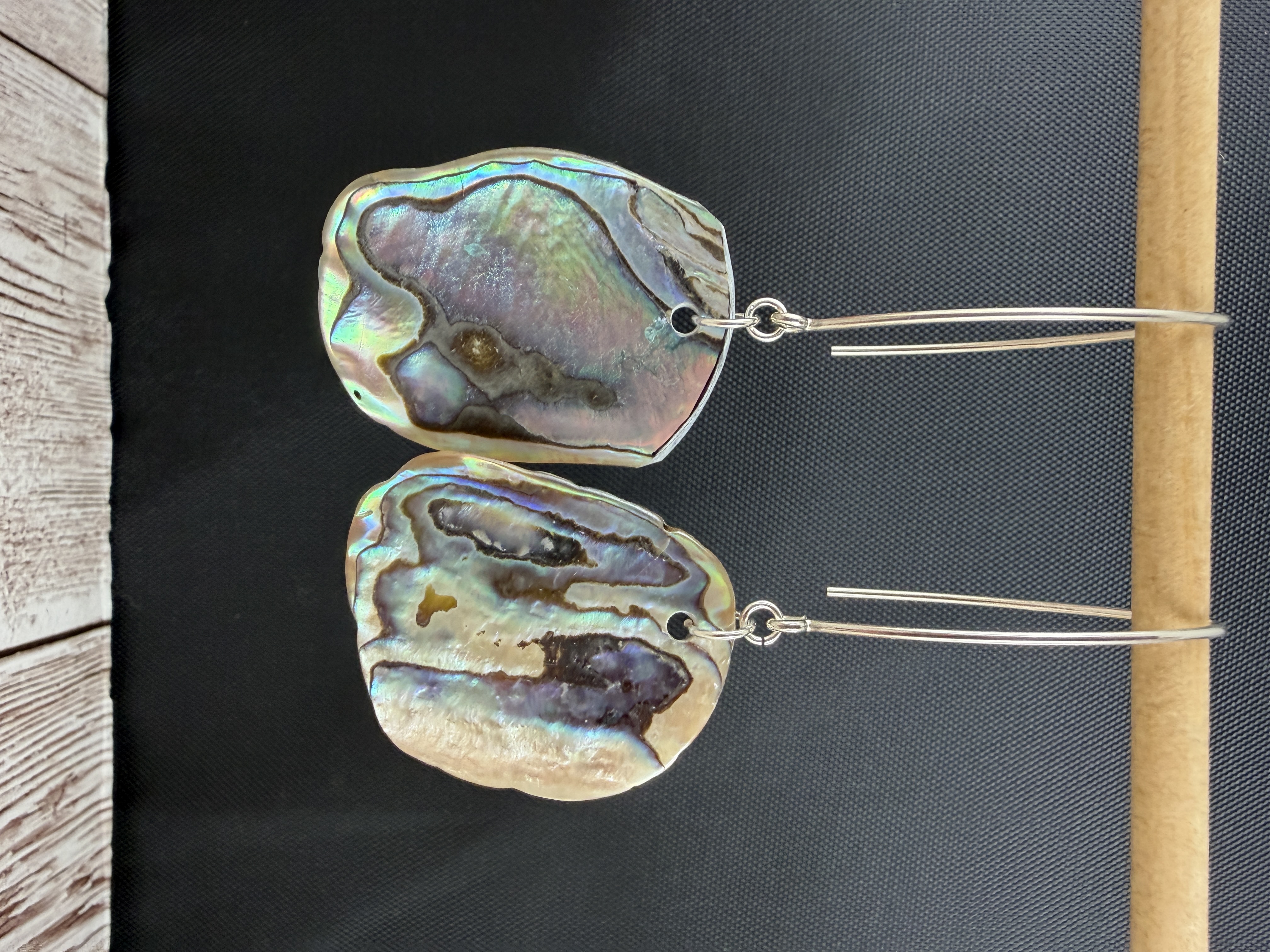 Natural Abalone Shell Dangle Earrings, Sterling Silver — Handmade by Geena Dykes at Taylor And Caroline