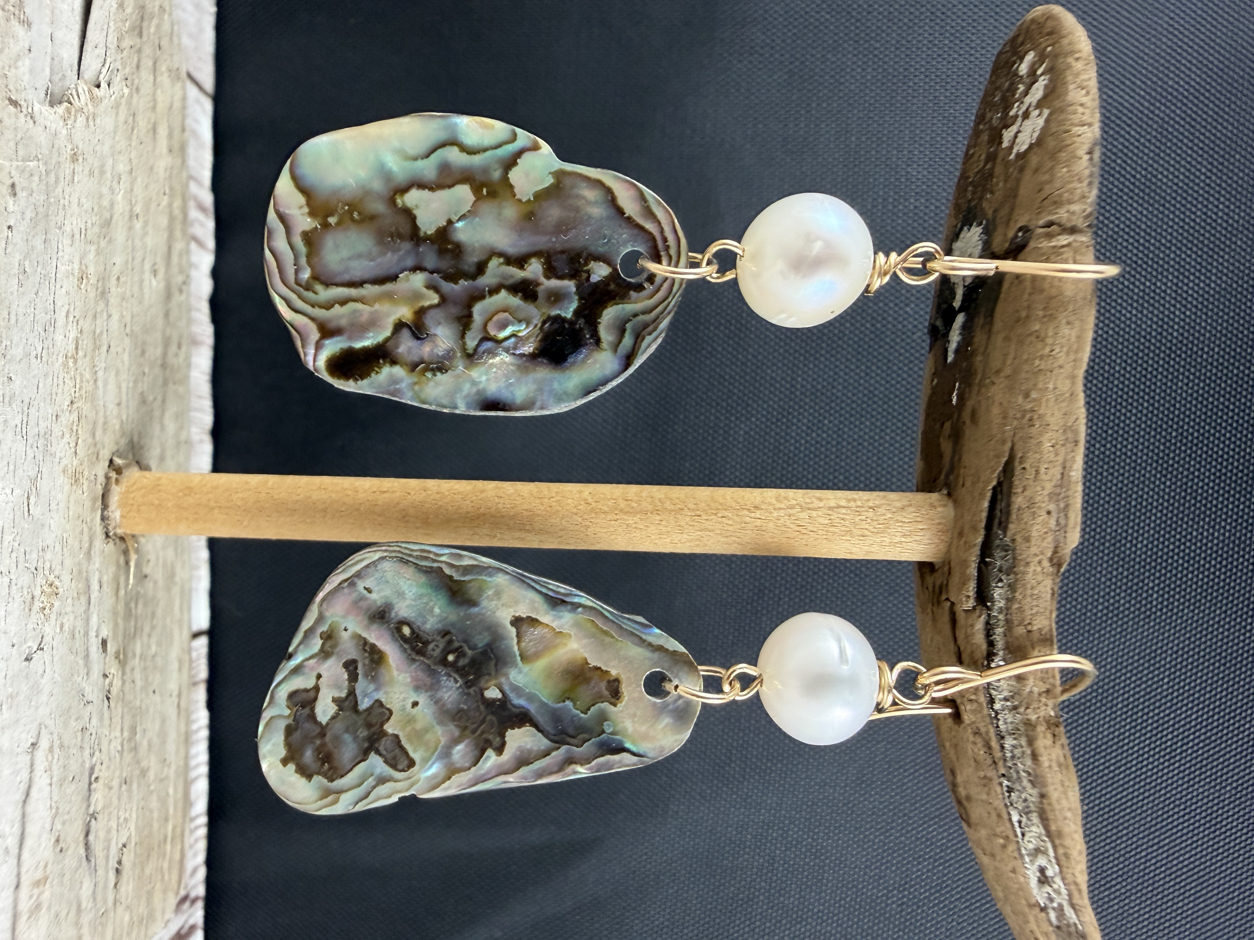 Abalone & Pearl Dangle Earrings: Gold Vermeil