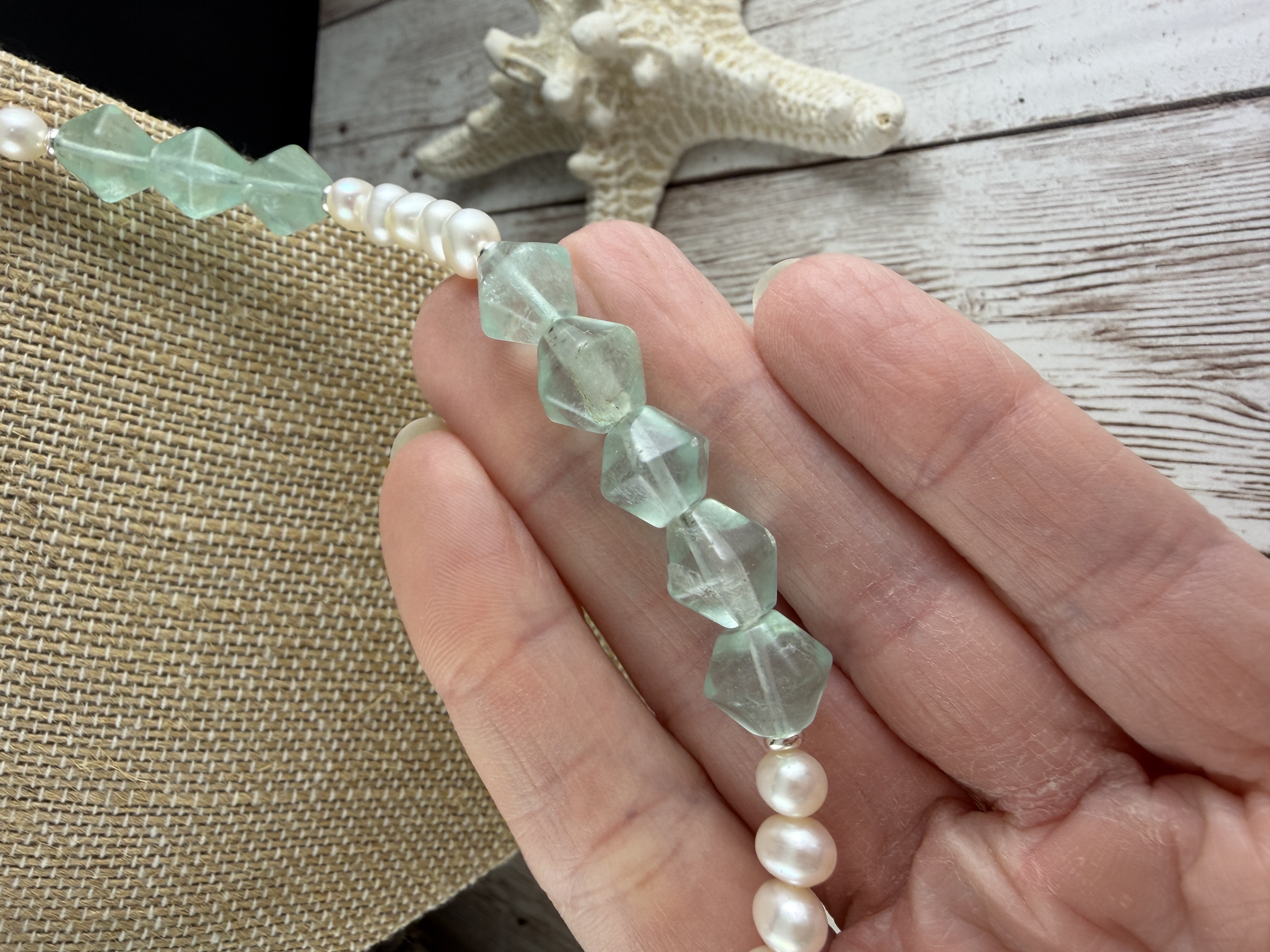 Pearl and Green Fluorite Necklace image 4