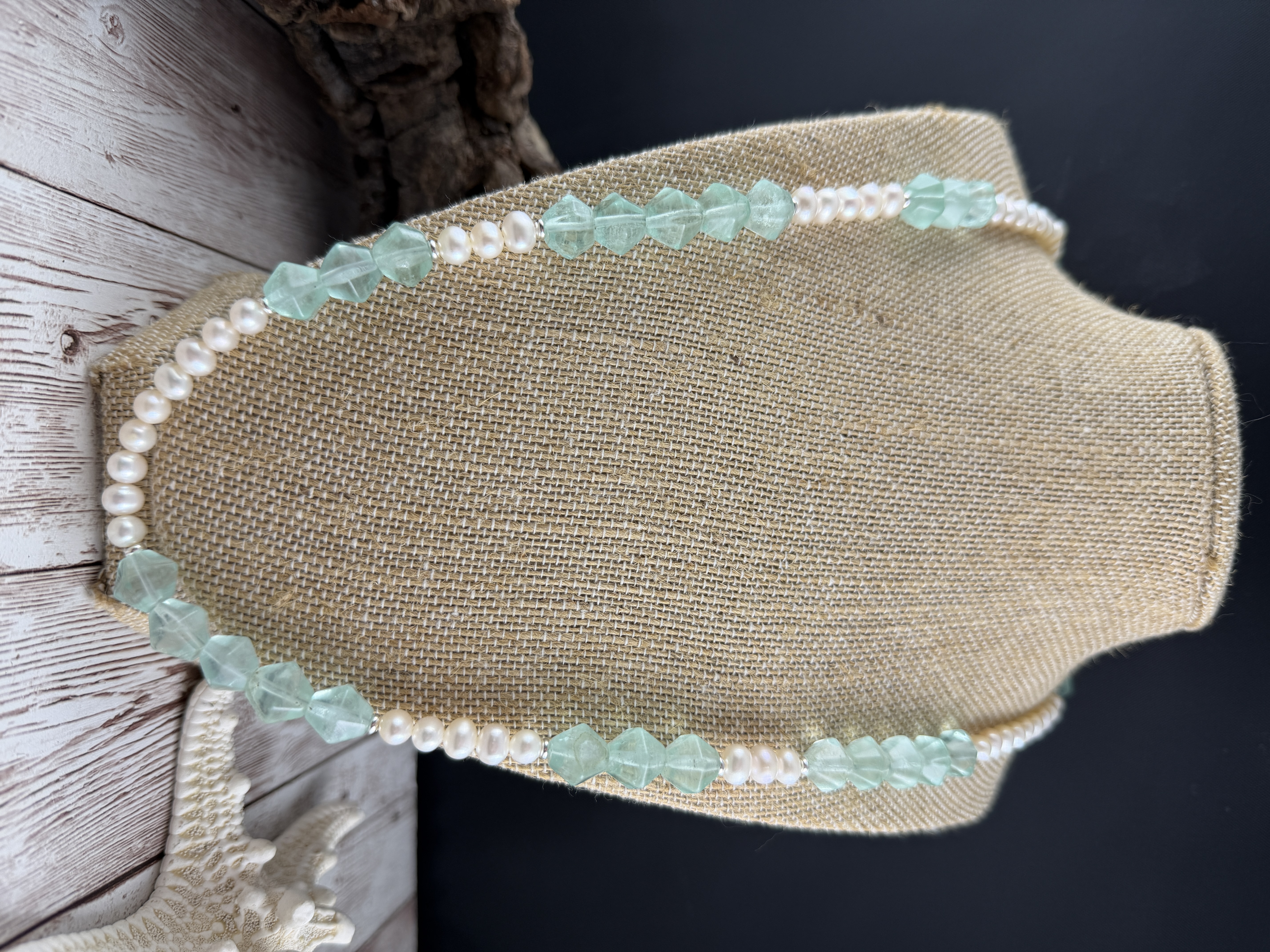 Pearl and Green Fluorite Necklace image 2