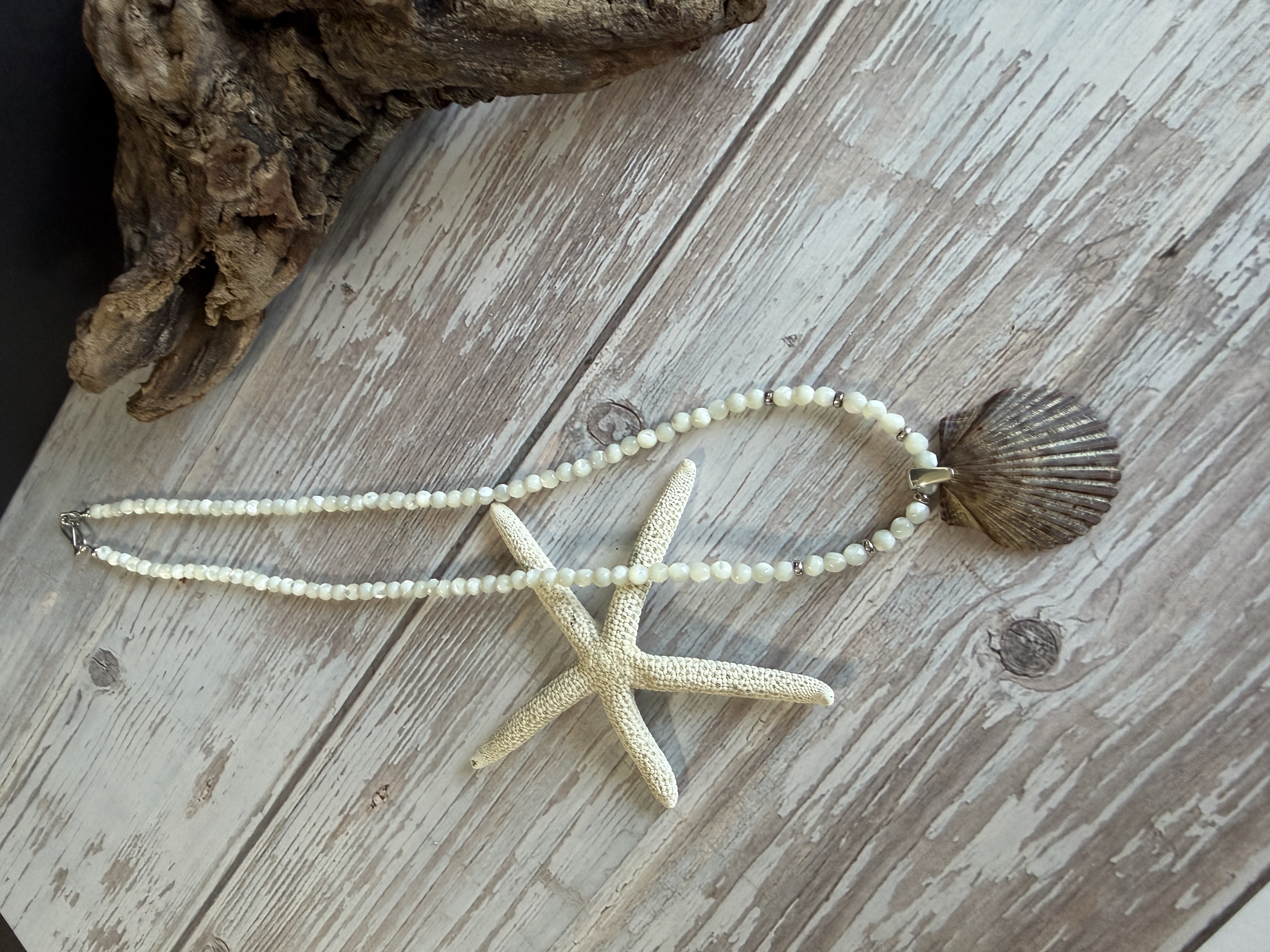 Mother of Pearl Necklace with Shell Pendant image 3