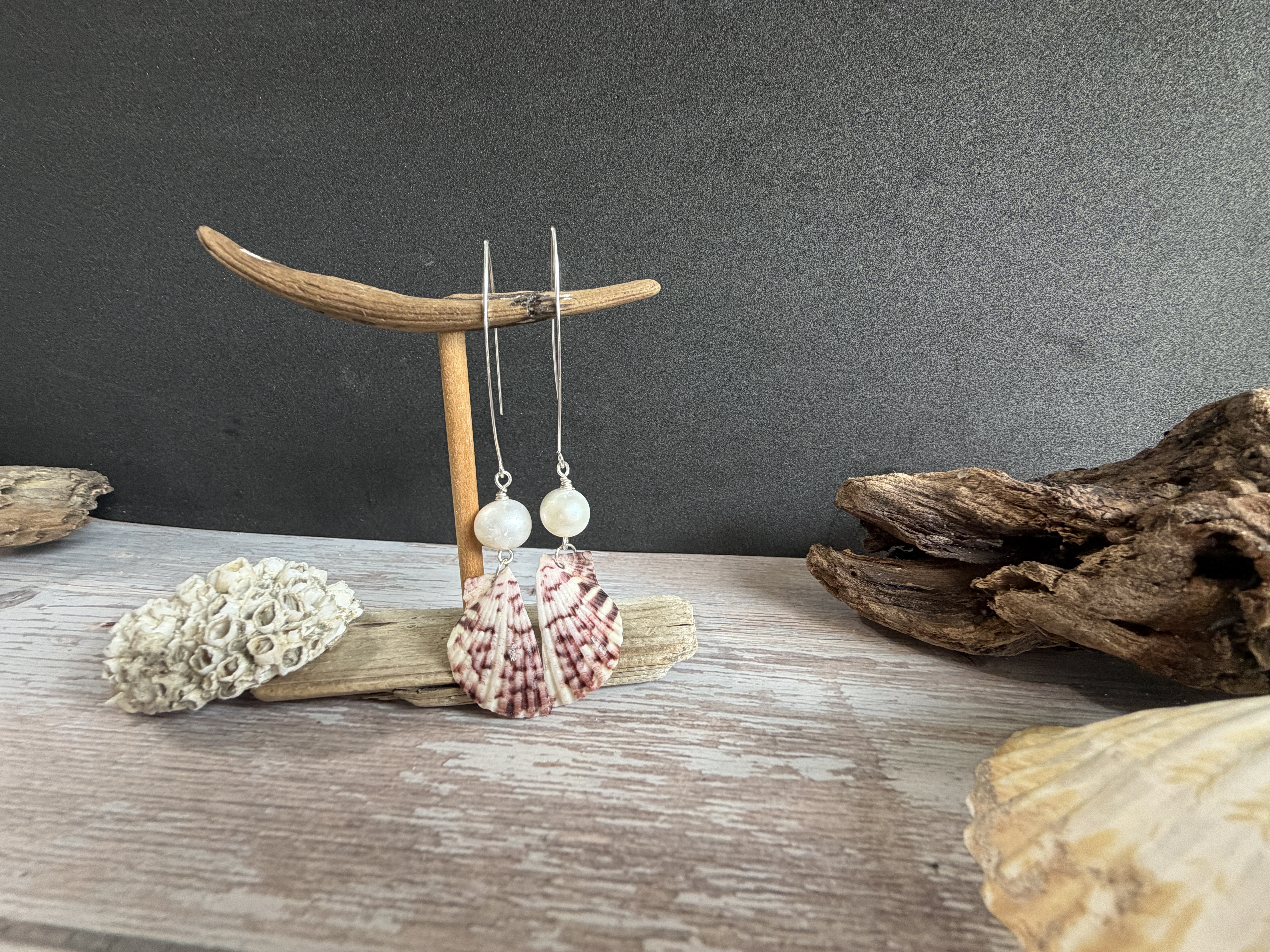 Half Shell Earrings with Pearls image 6