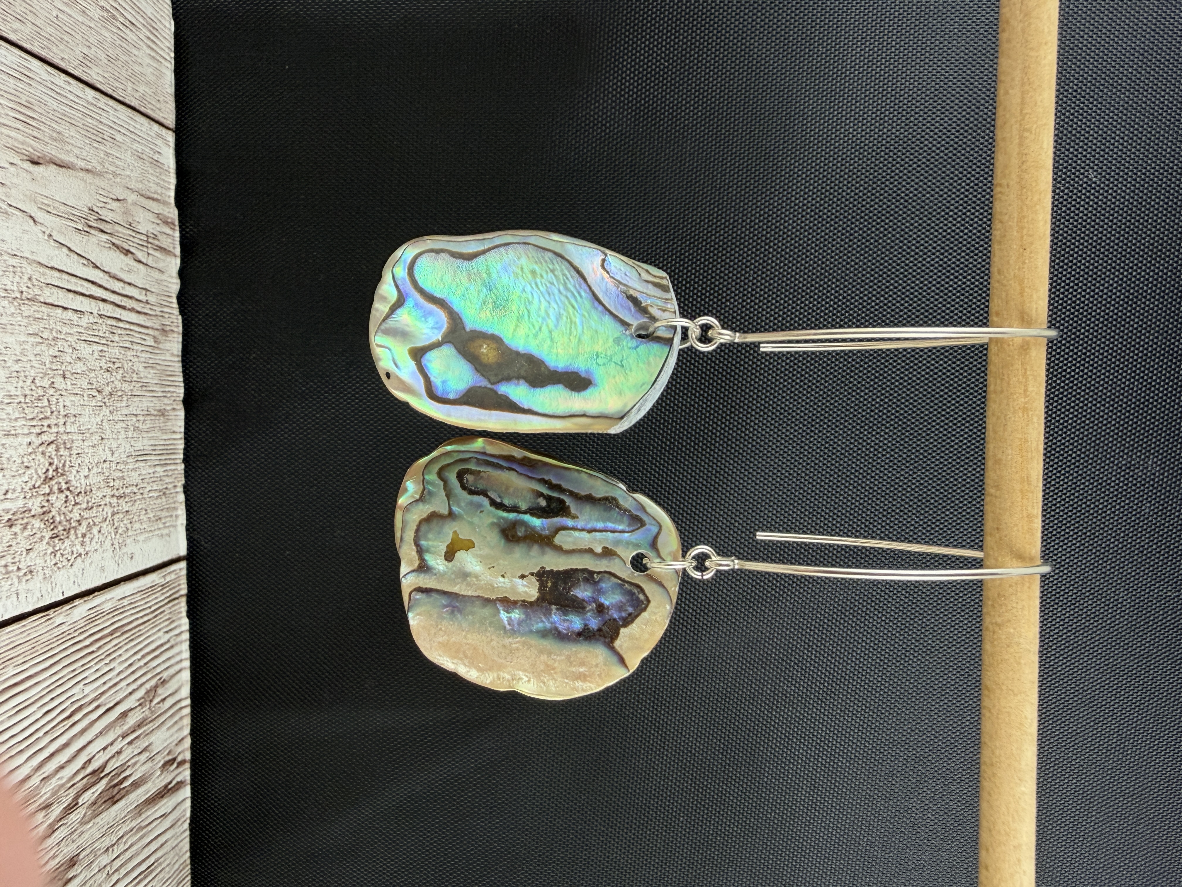 Natural Abalone Shell Dangle Earrings, Sterling Silver image 2