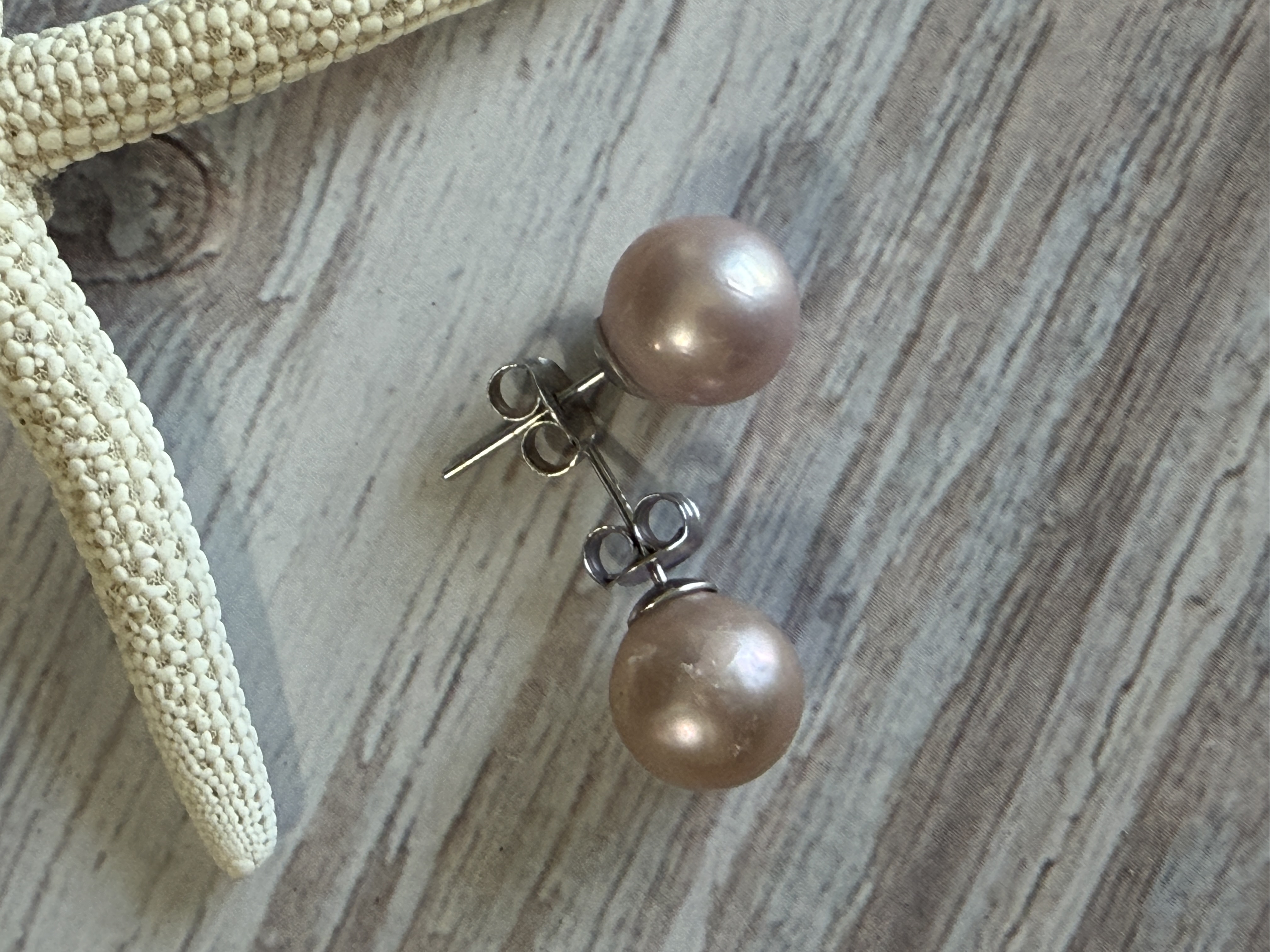 Pink Freshwater Pearl Stud Earrings, Sterling Silver Posts image 4