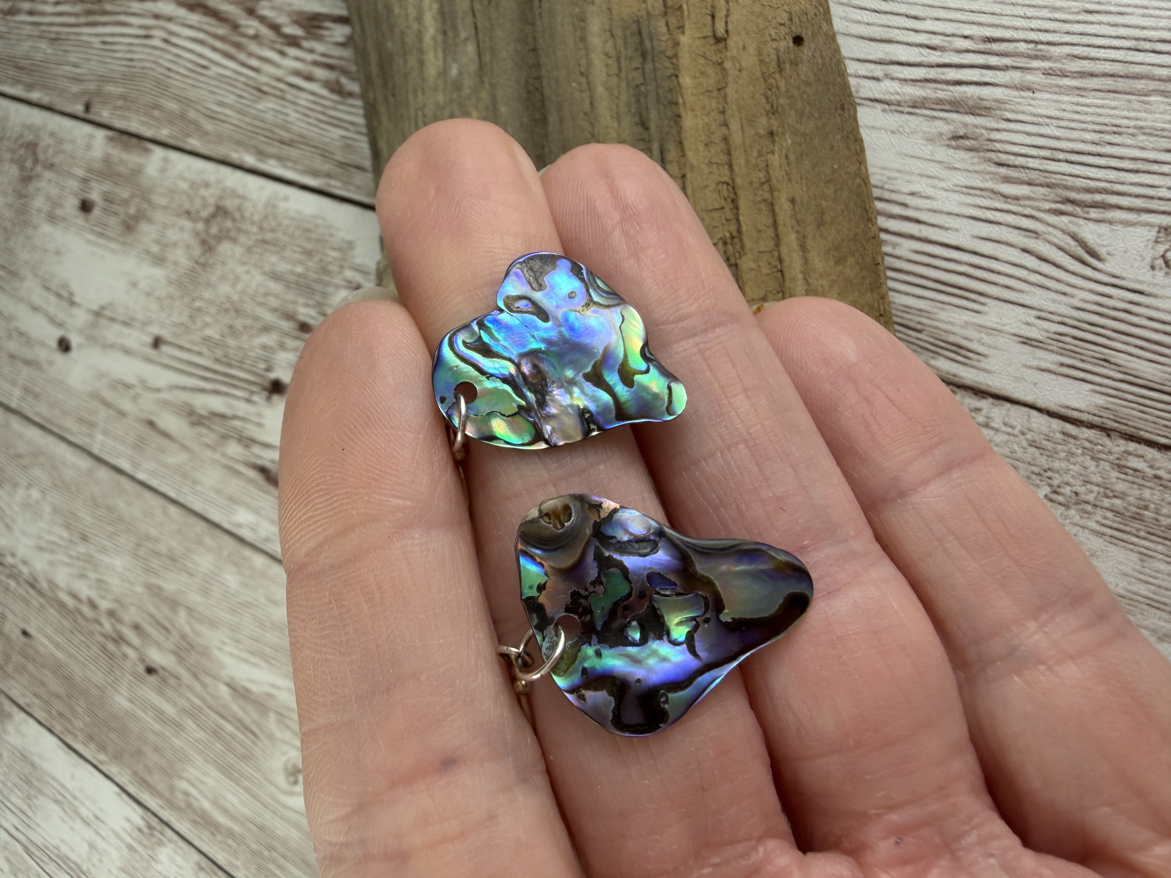 Sterling Silver Abalone Shell Earrings, Natural Paua Shell image 5