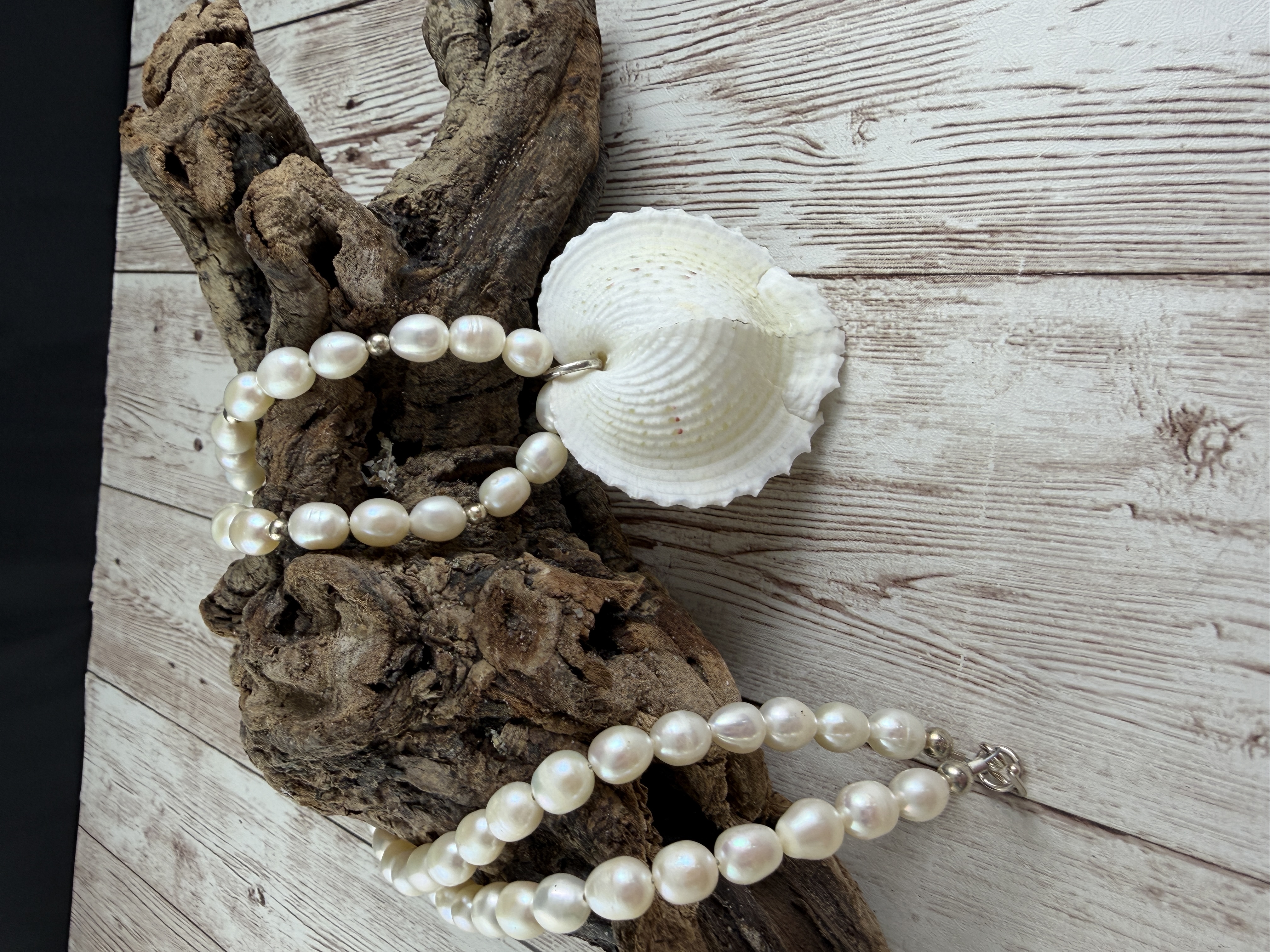 Pearl Necklace with Heart Shell Pendant image 6