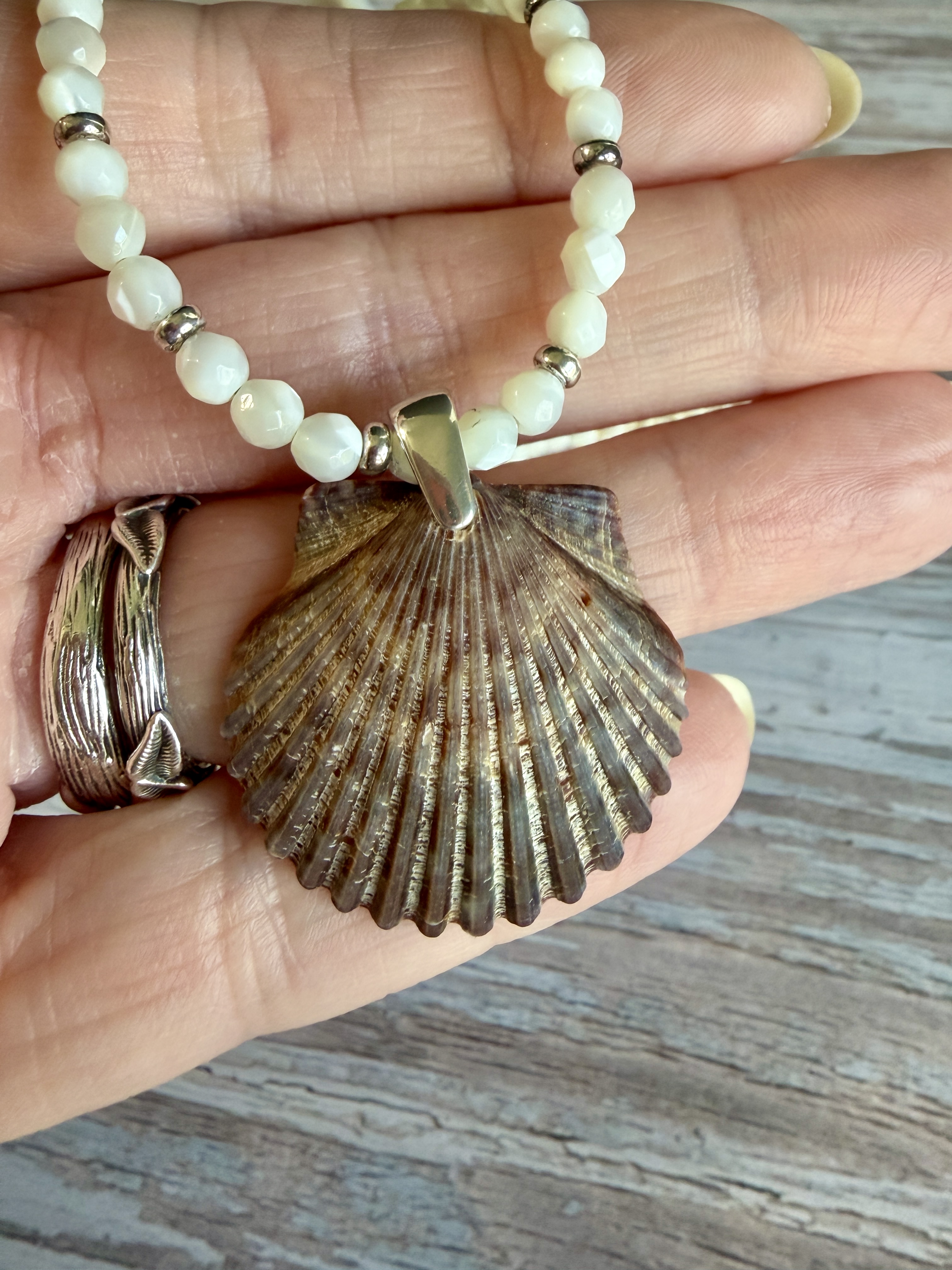 Mother of Pearl Necklace with Shell Pendant image 2