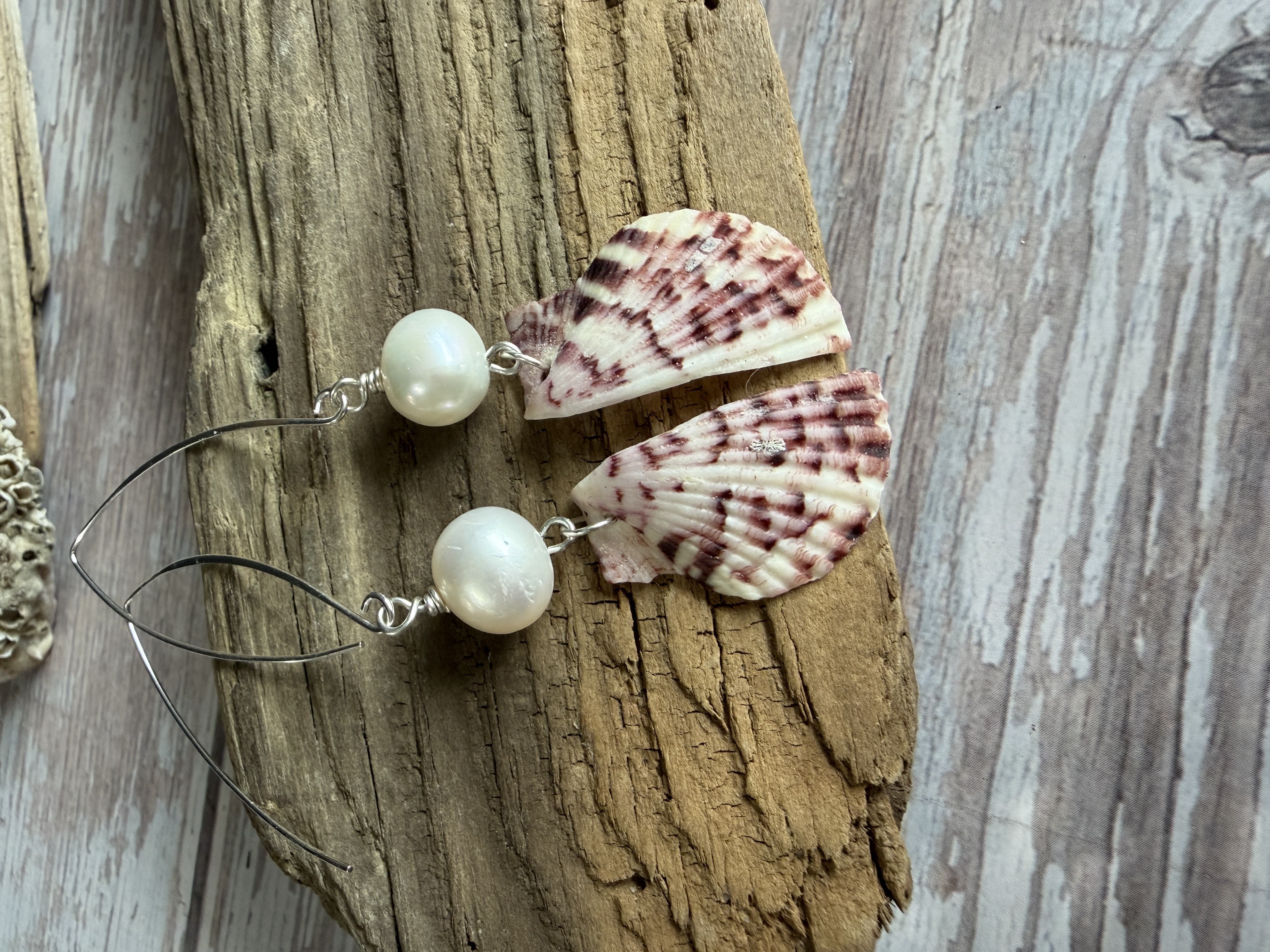 Half Shell Earrings with Pearls image 4