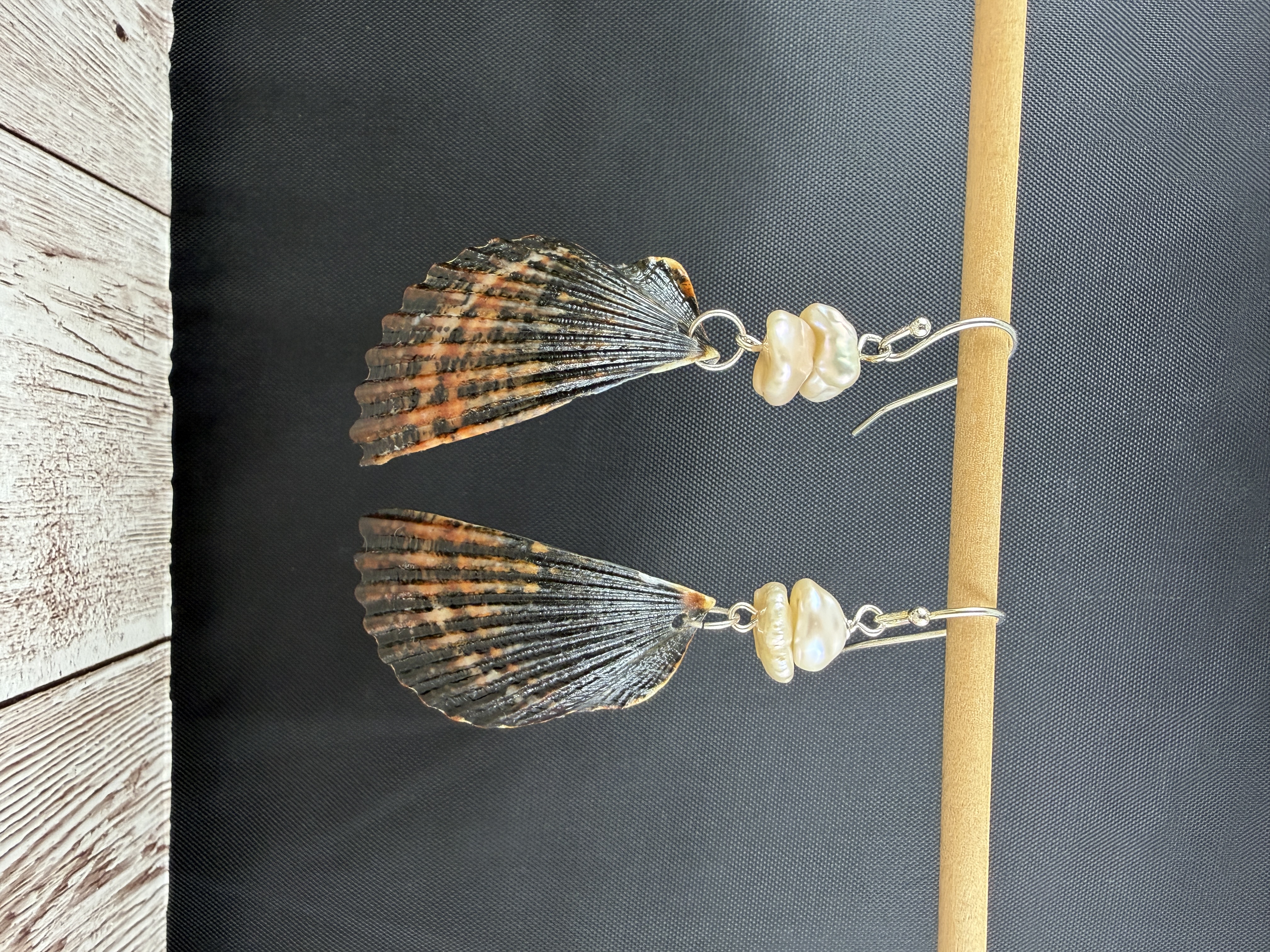 Half Shell Earrings with Heshi Pearls No. 1 — Handmade by Geena Dykes at Taylor And Caroline