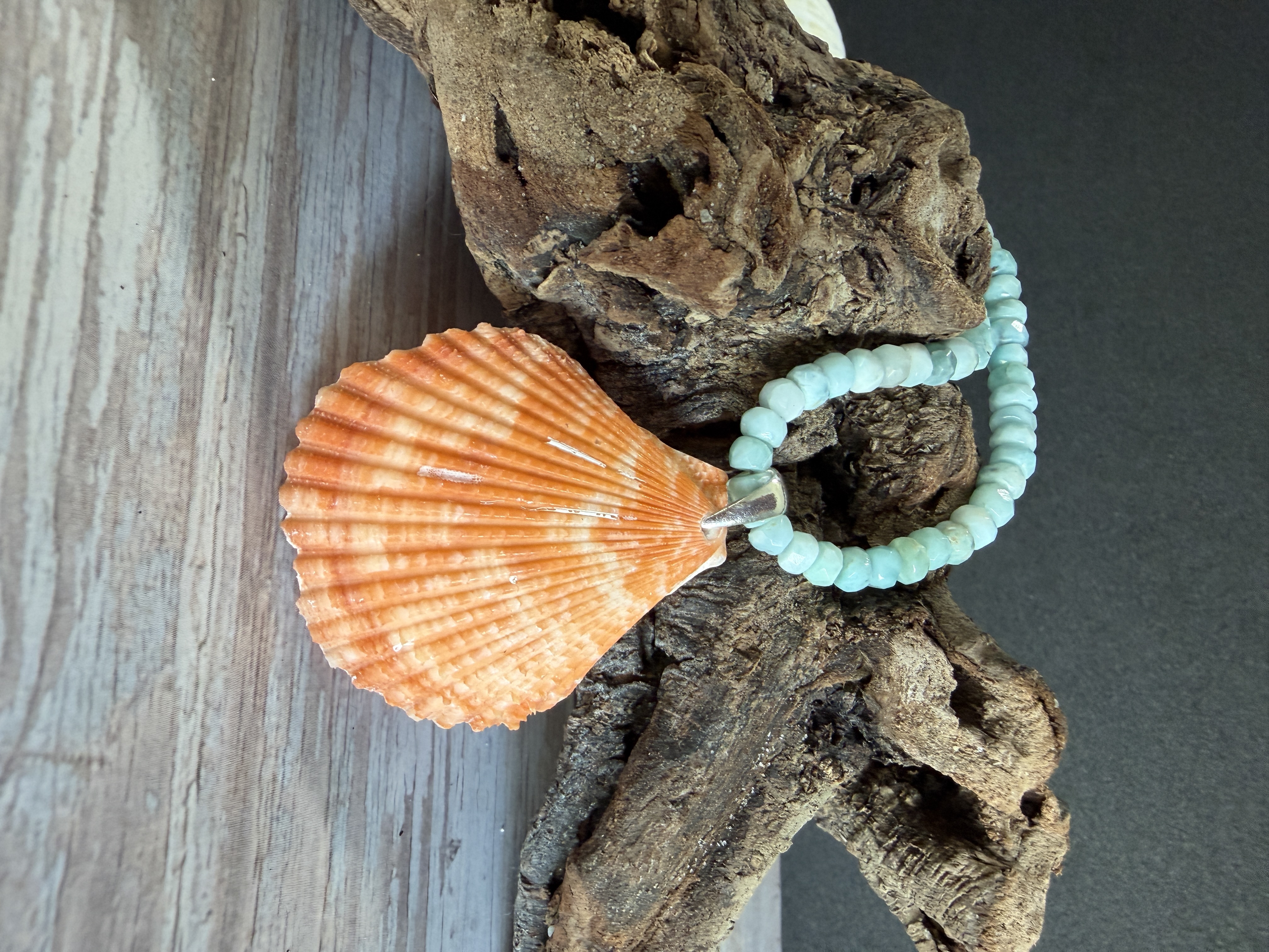 Larimar and Shell Necklace